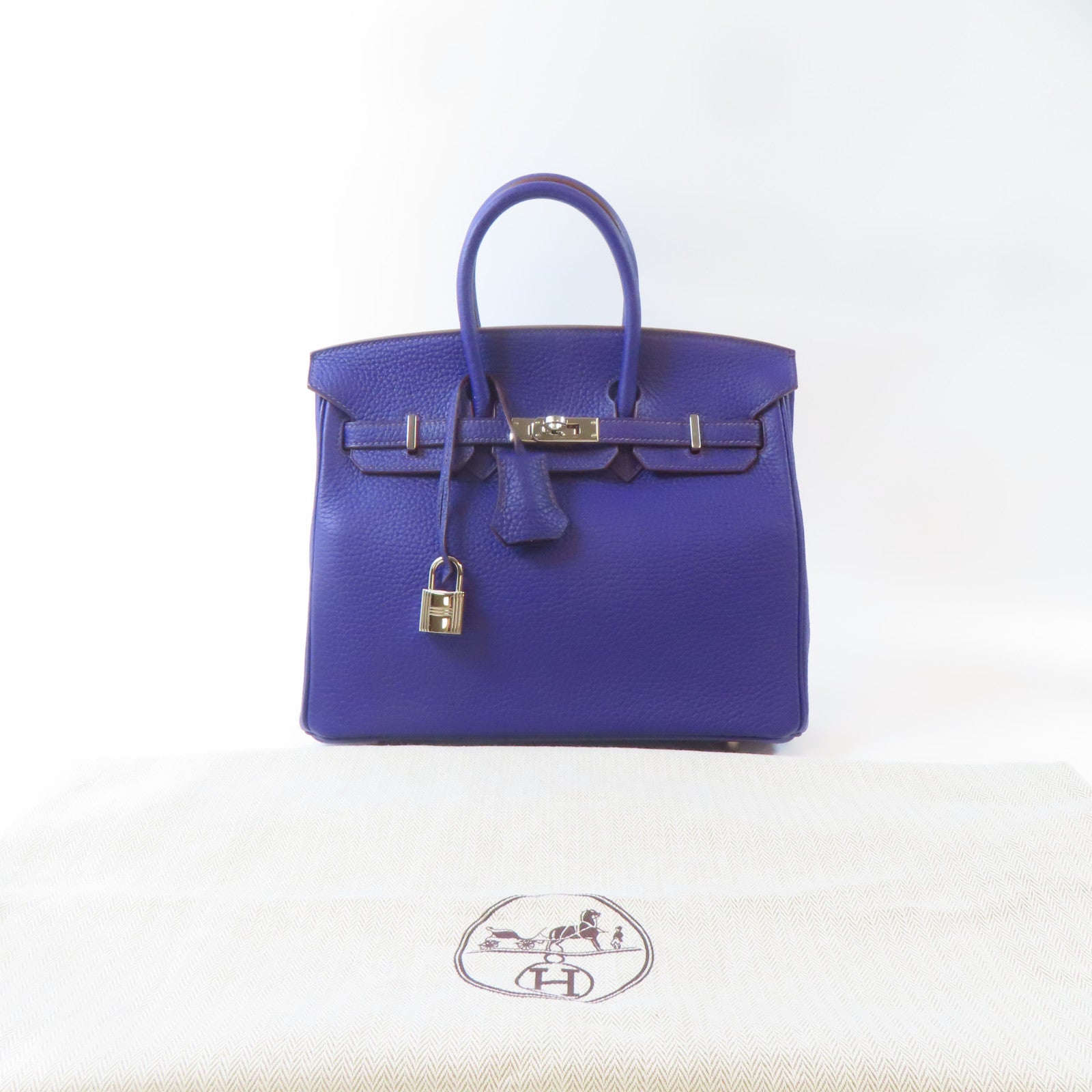 HERMES Togo皮革Birkin 25銀扣手挽袋Iris紫色
