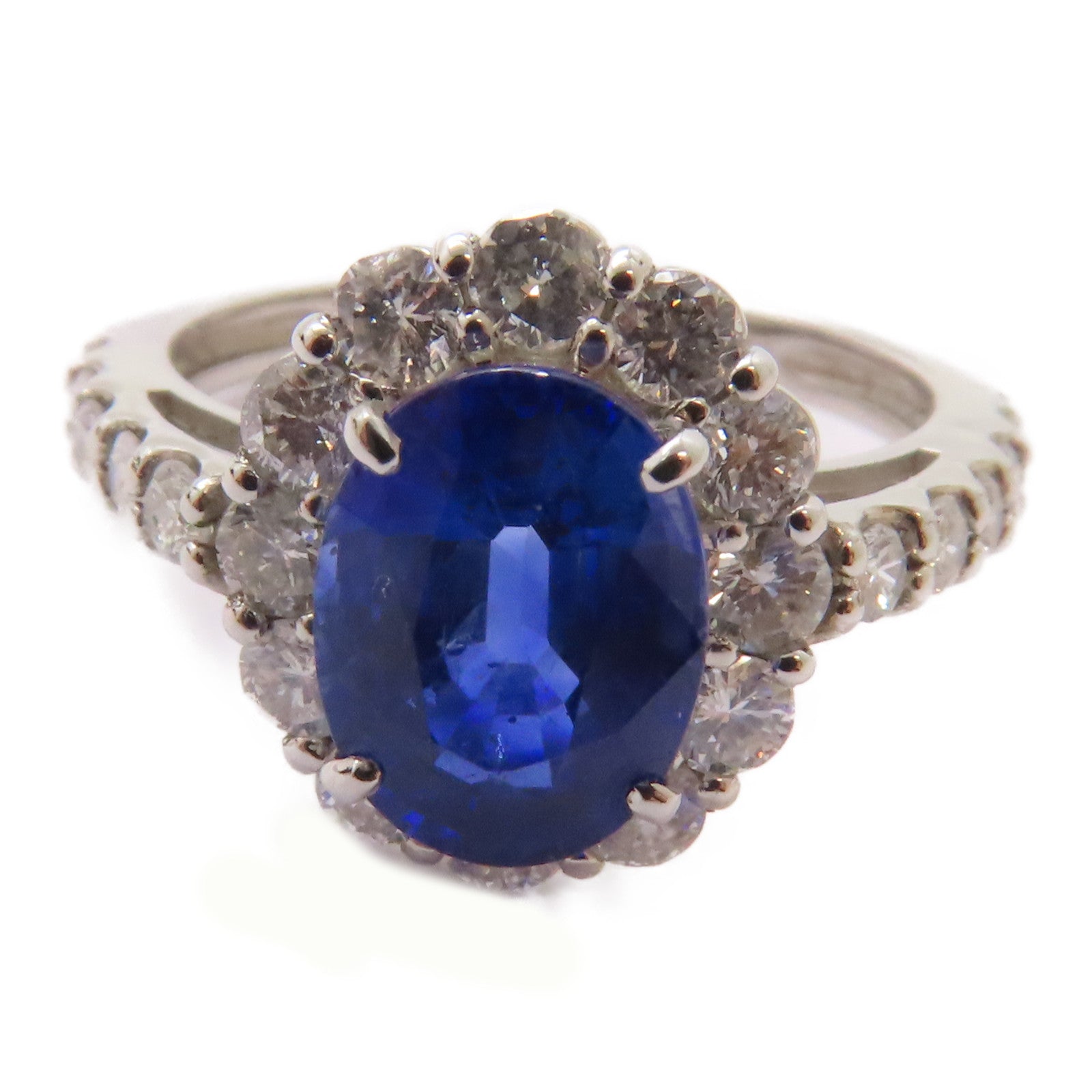 JEWELRY PT950鉑金Sapphire/Diamond Ring 2.145ct藍寶石/0.94ct鑽石戒指US#6.25