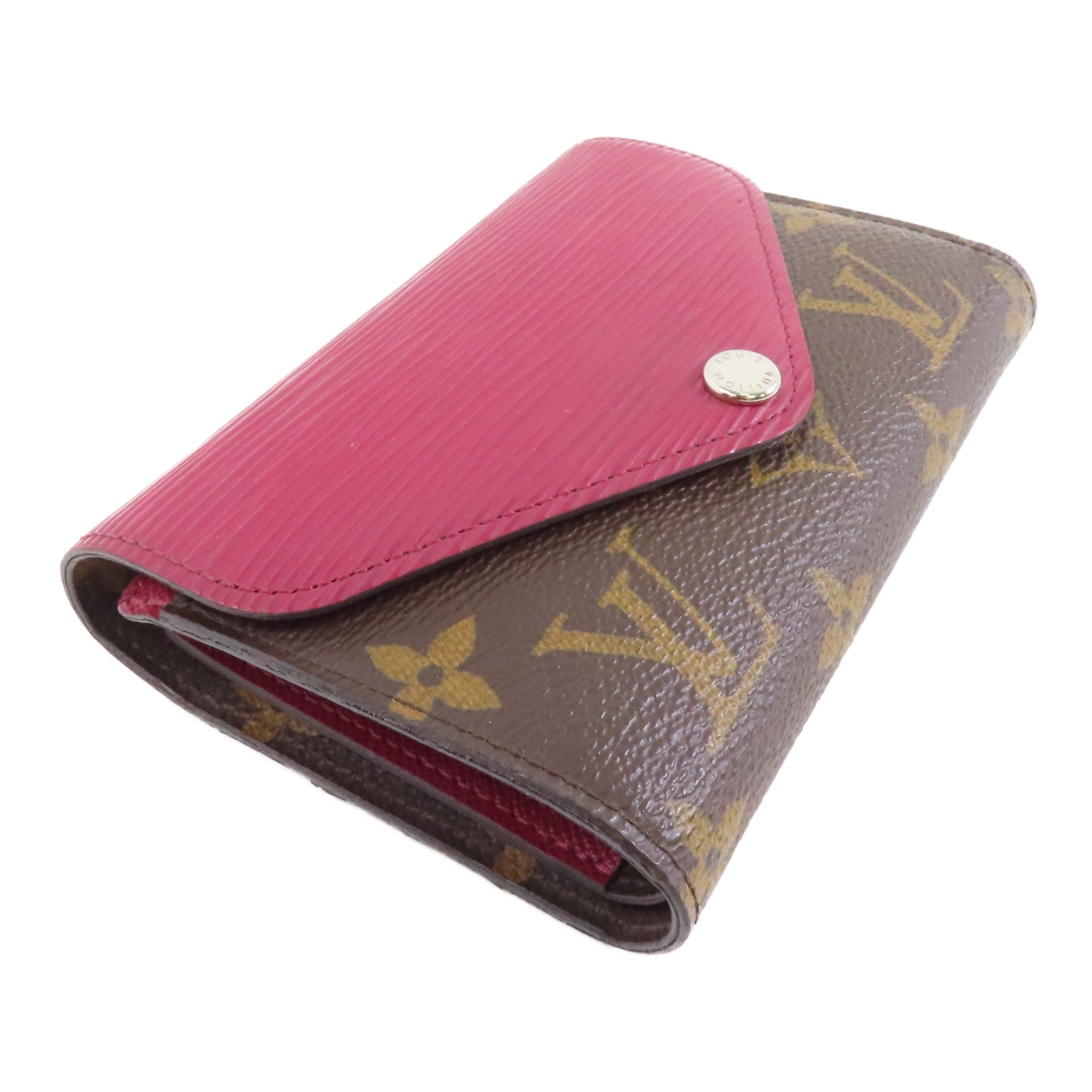 LOUIS VUITTON Monogram/Epi Pallas銀扣錢包棕色/酒紅色