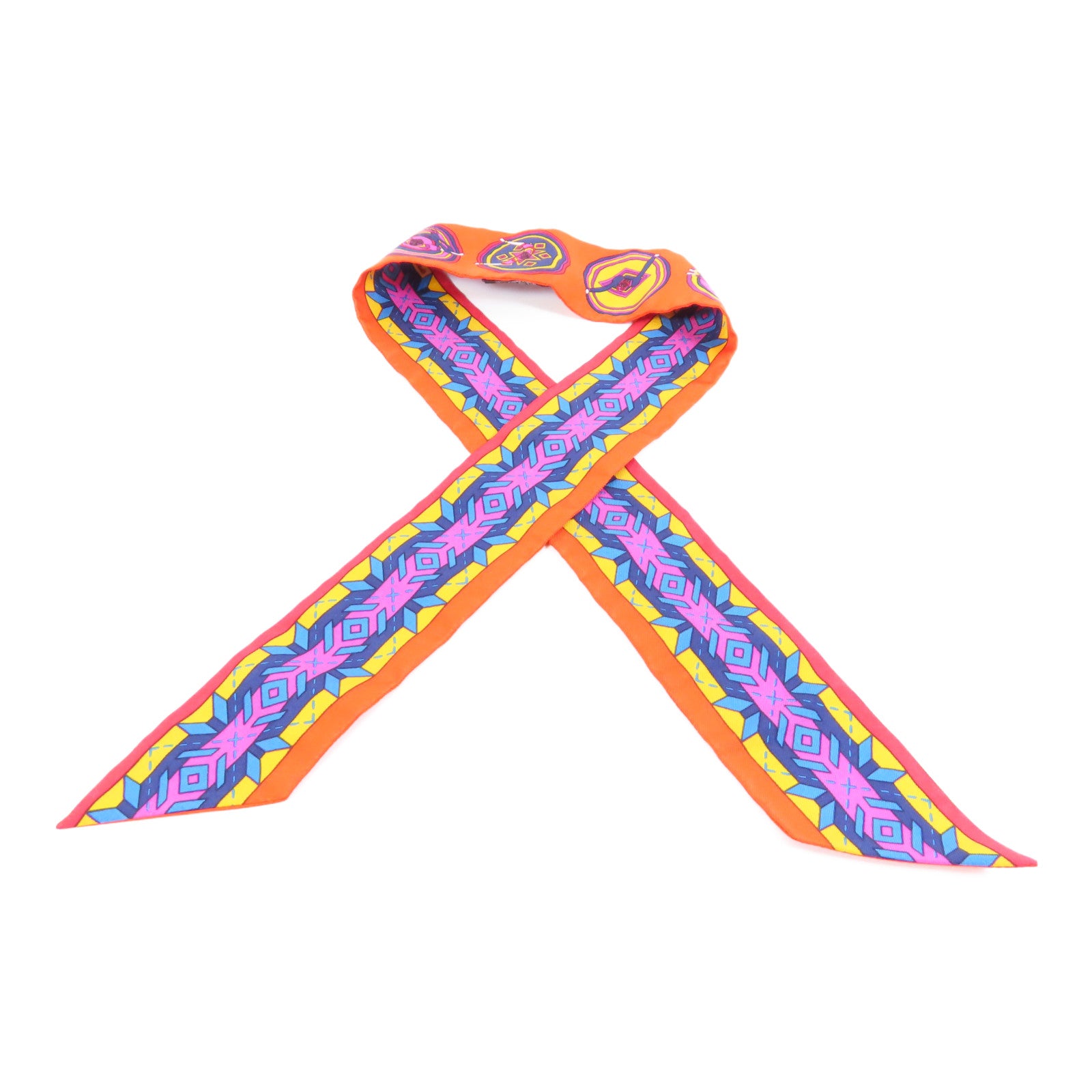 HERMES 【激減優惠】絲質Twilly Scarf絲巾橙色