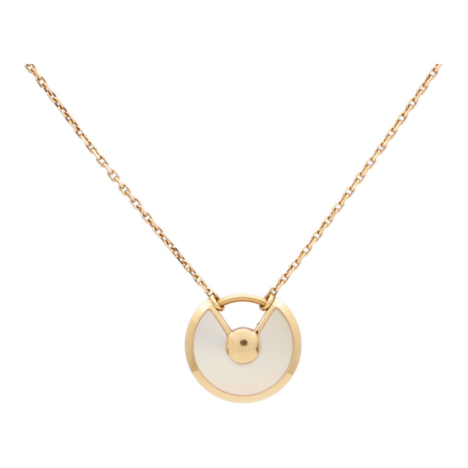 CARTIER 18K黃金/珍珠母貝Amulette De鑽石項鍊