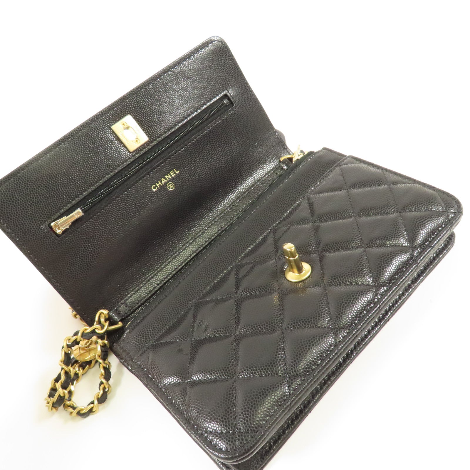 CHANEL 牛皮皮革WOC Wallet On Chain金扣鏈帶肩背袋
