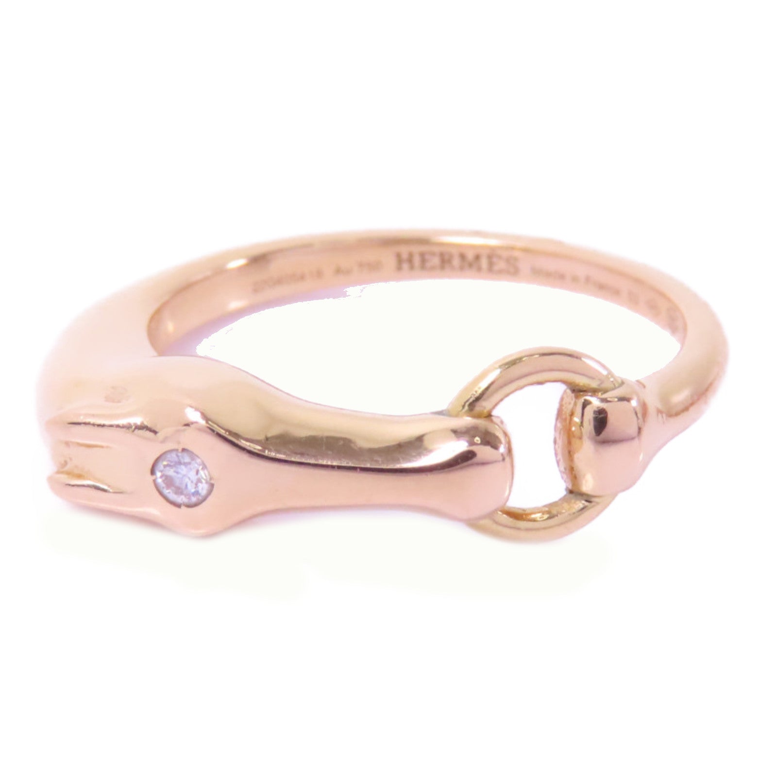 HERMES 18K玫瑰金Galop Ring戒指Hermes#53 US#6.25