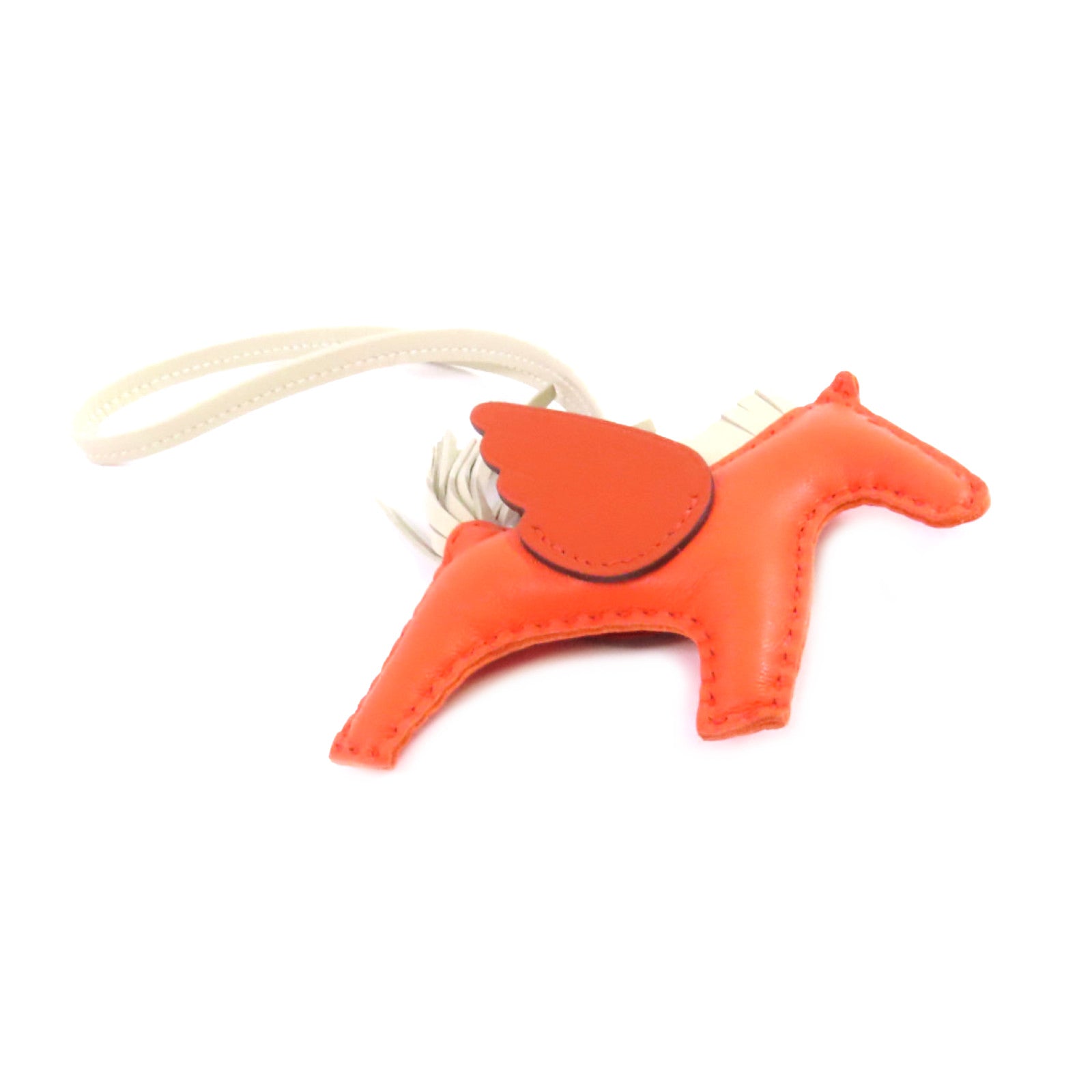 HERMES Swift皮革Rodeo Pegase PM Charm掛飾8V Orange Poppy 罌粟花橘色/R1 Terre bautte 泥地橙色/10 Craie 奶昔白色