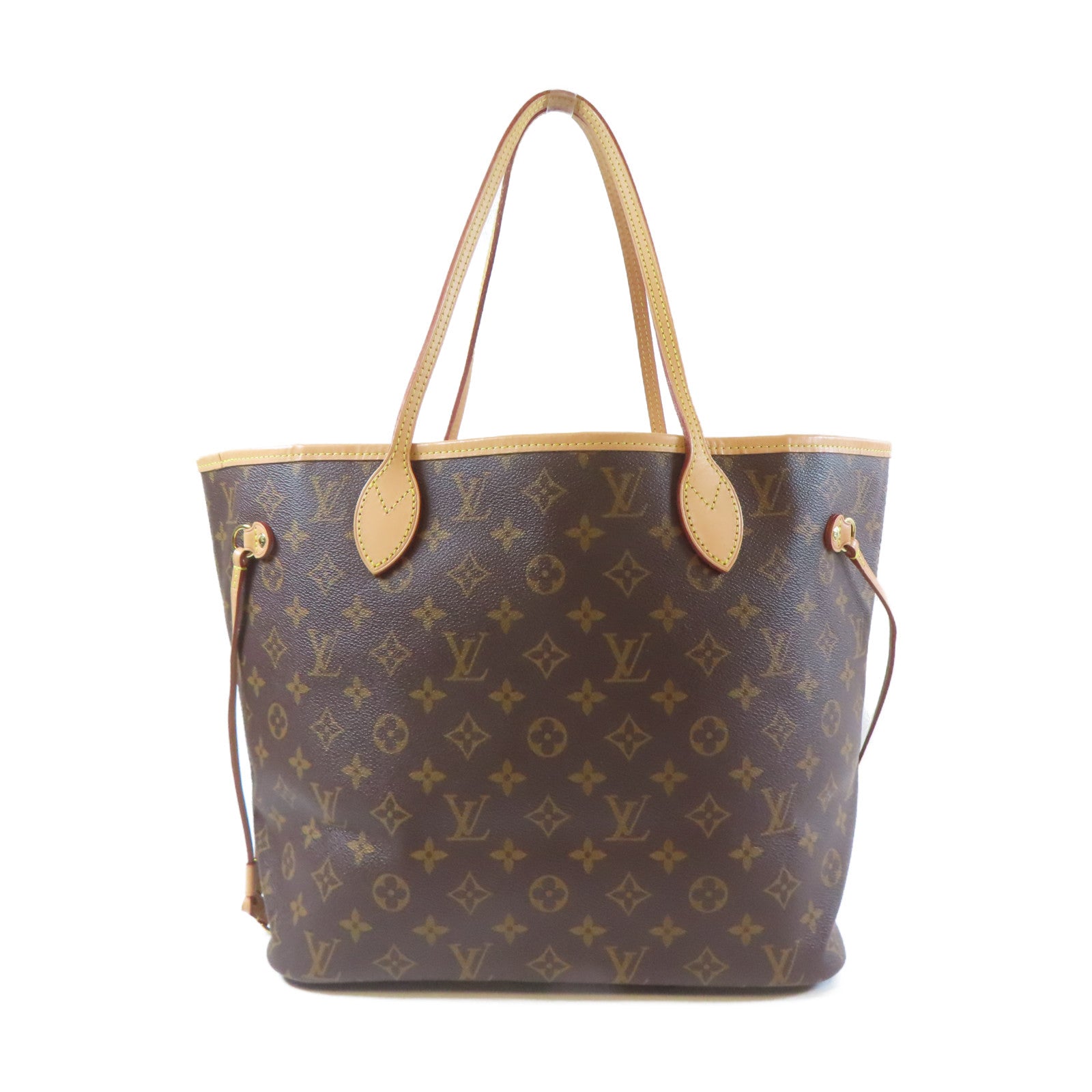 LOUIS VUITTON Monogram Neverfull MM金扣手挽袋啡色