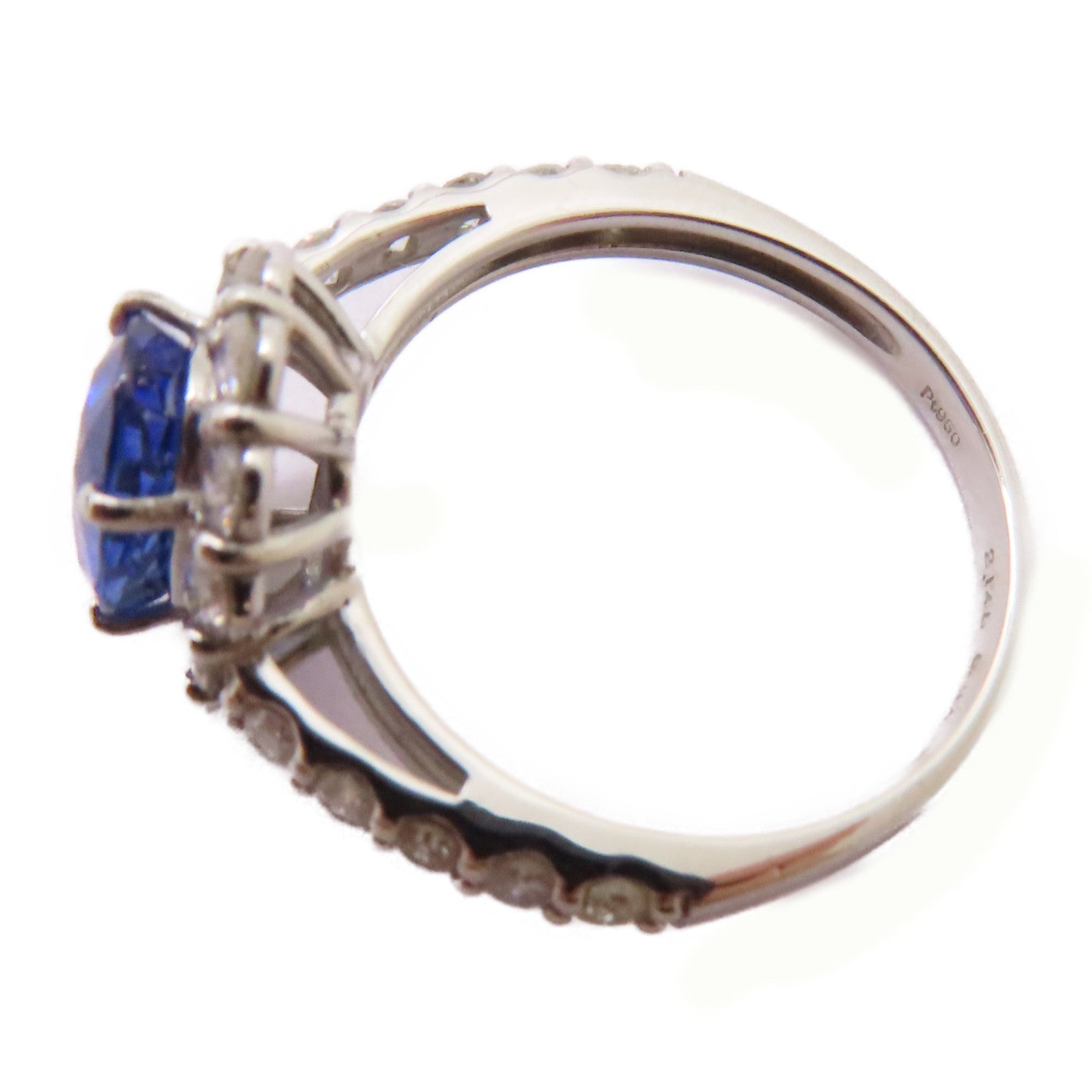 JEWELRY PT950鉑金Sapphire/Diamond Ring 2.145ct藍寶石/0.94ct鑽石戒指US#6.25