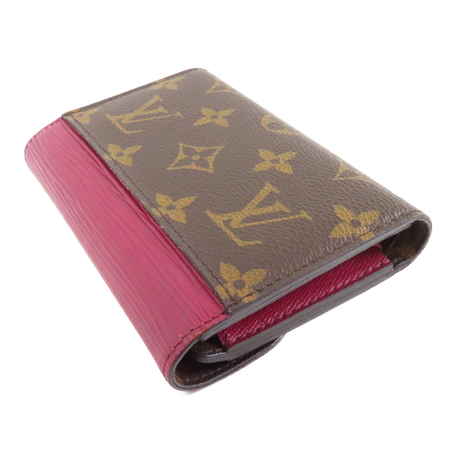 LOUIS VUITTON Monogram/Epi Pallas銀扣錢包棕色/酒紅色