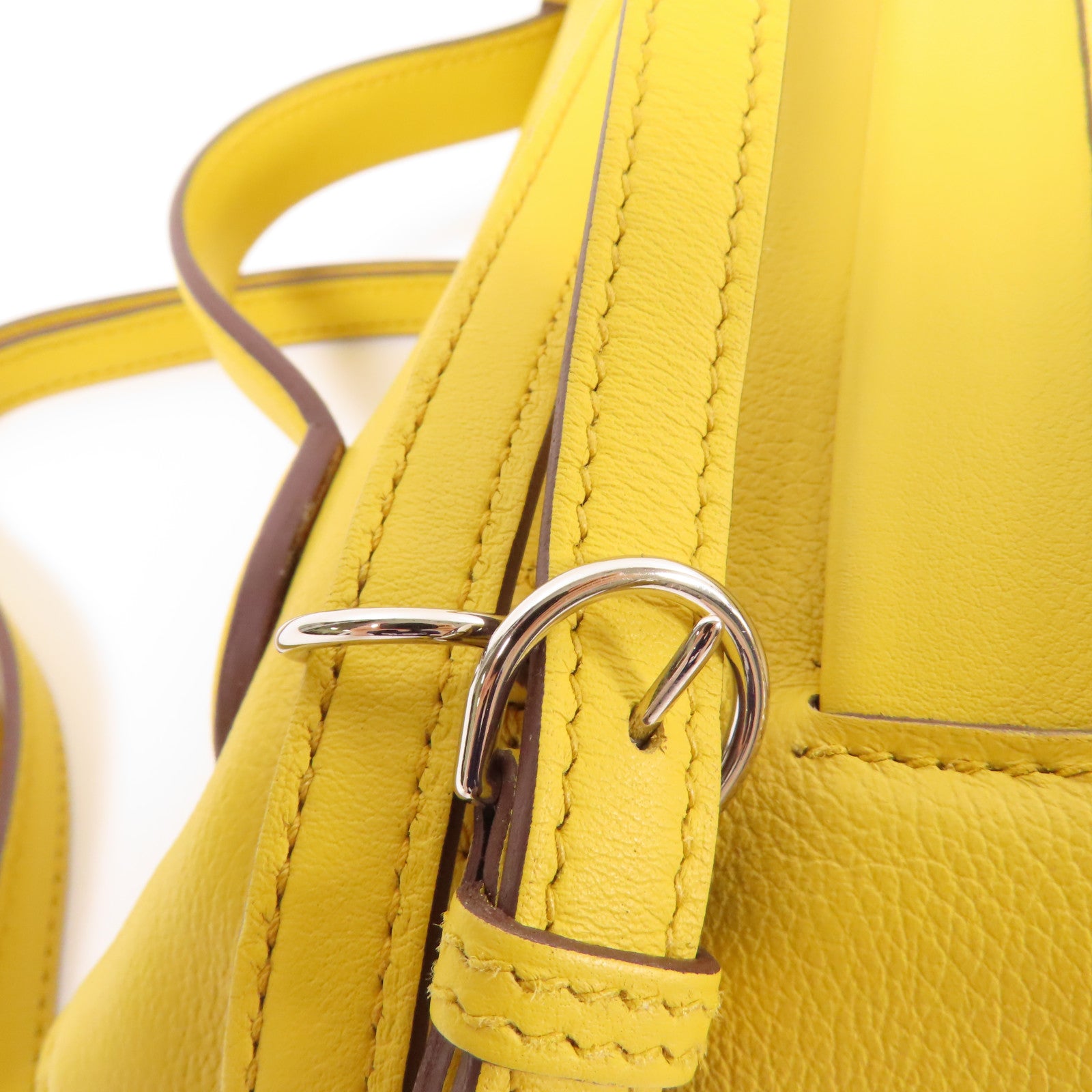 HERMES Evercolor皮革24x24 Mini銀扣手挽肩背兩用袋Sun