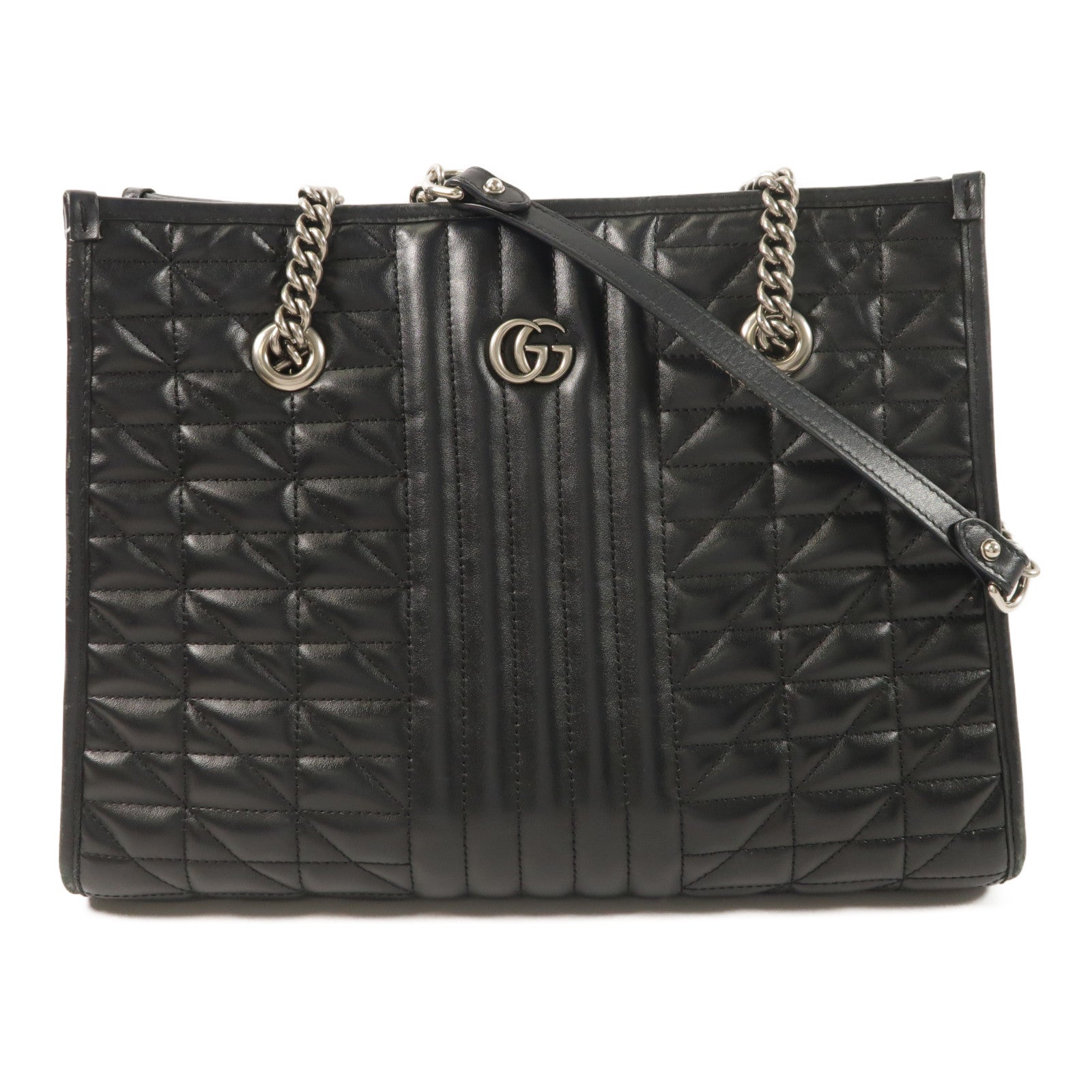 GUCCI 牛皮皮革GG Marmont Tote鏈帶肩背袋