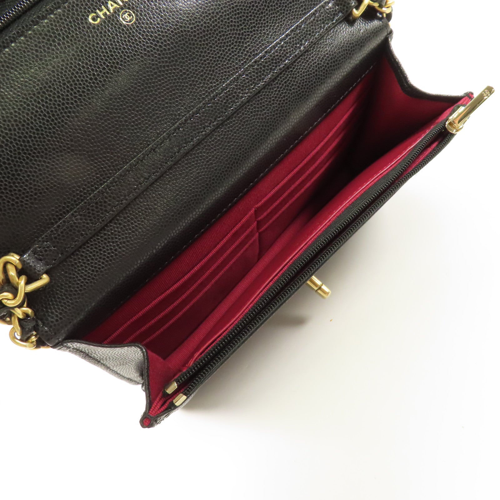 CHANEL 牛皮皮革WOC Wallet On Chain金扣鏈帶肩背袋