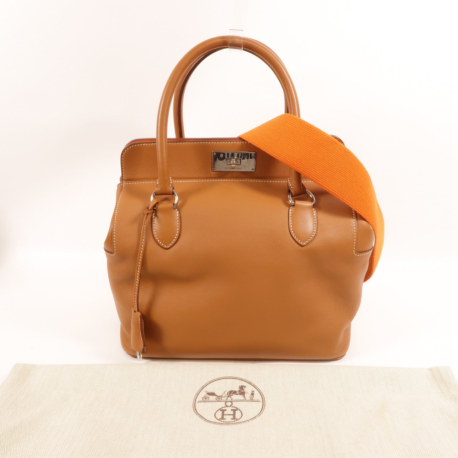 HERMES Swift皮革Toolbox 26手挽肩背兩用袋Gold/Orange