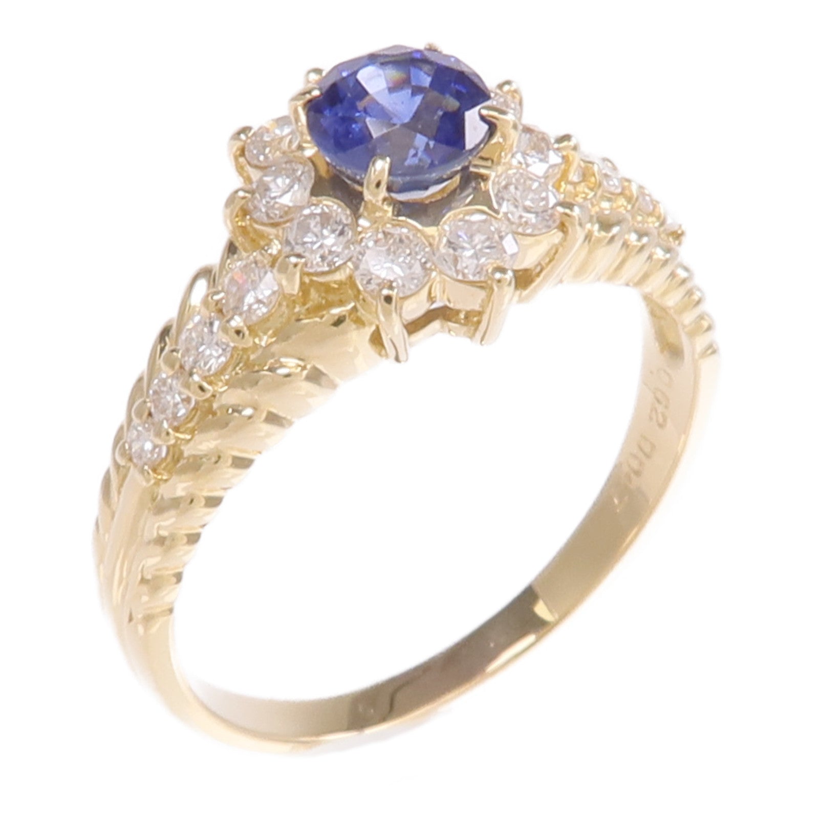 JEWELRY 18K黃金Sapphire Diamond Ring藍寶石/鑽石戒指US#6