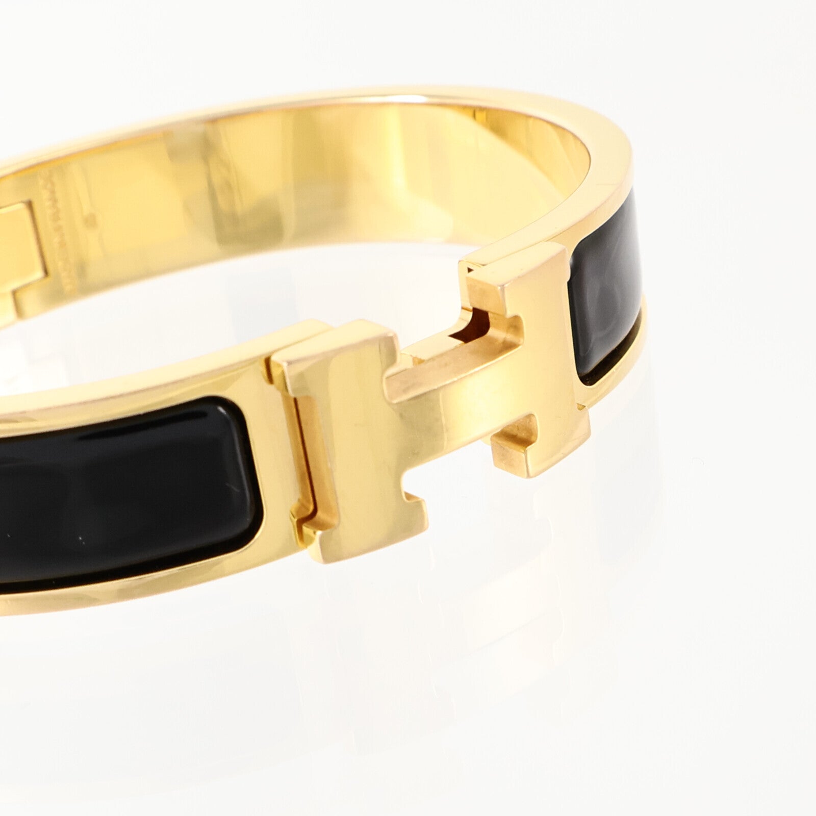 HERMES 金屬/琺瑯Clic H Bracelet金扣手鏈Black