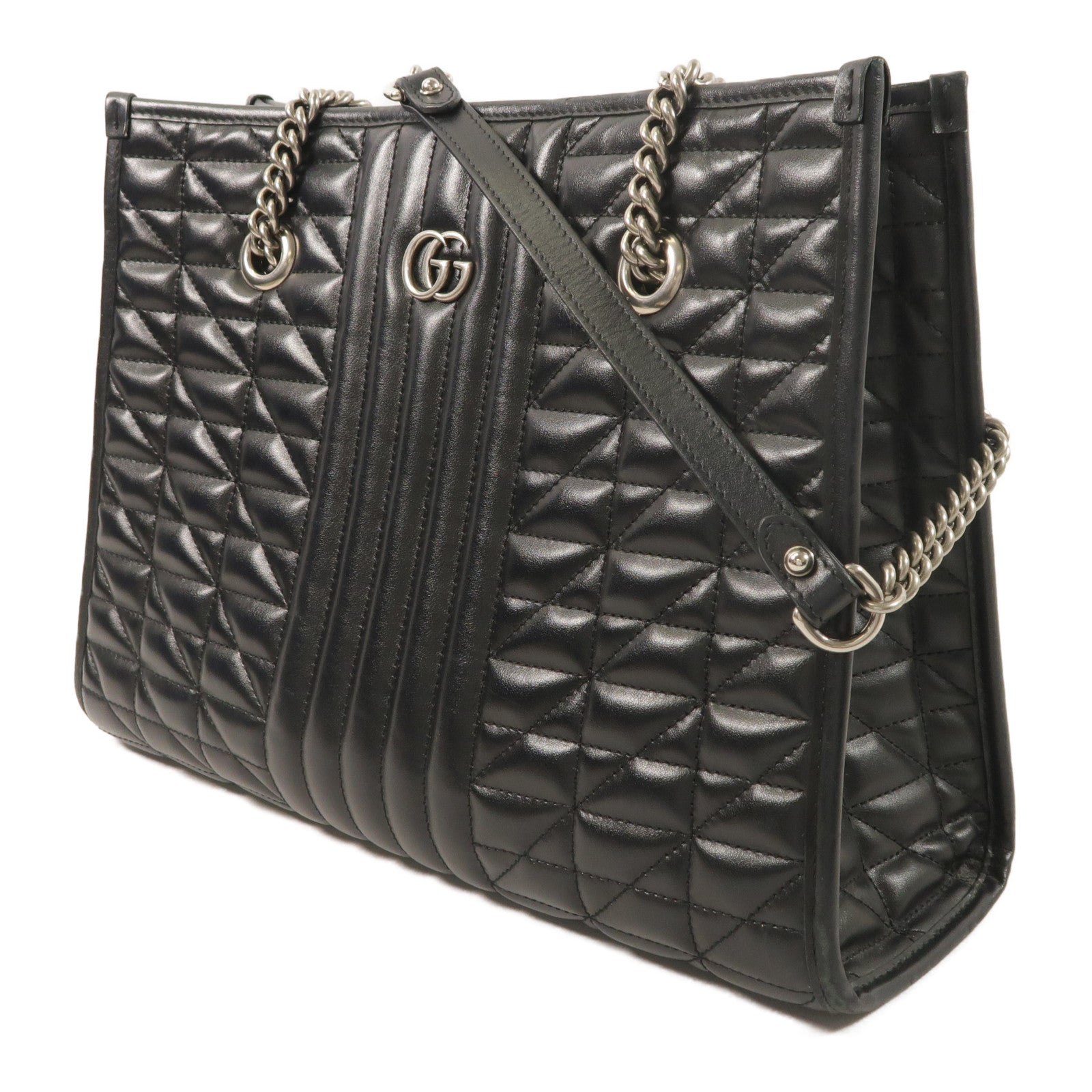 GUCCI 牛皮皮革GG Marmont Tote鏈帶肩背袋