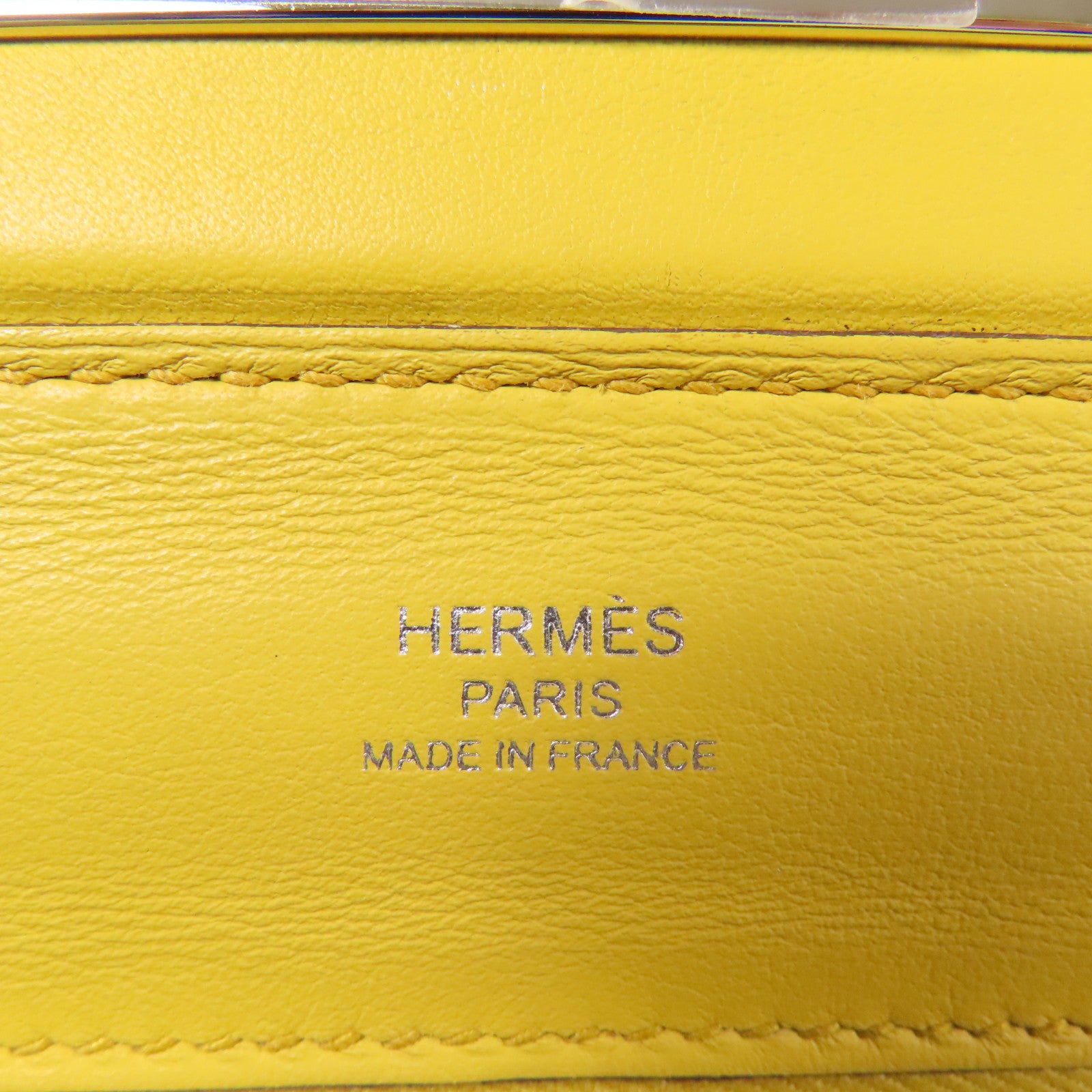 HERMES Evercolor皮革24x24 Mini銀扣手挽肩背兩用袋Sun