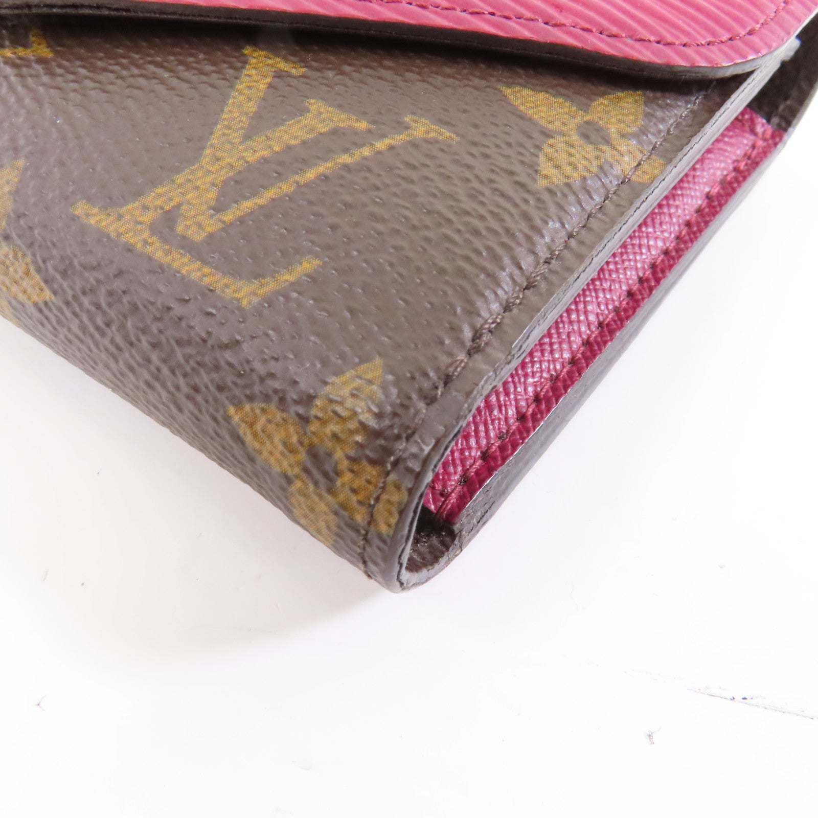 LOUIS VUITTON Monogram/Epi Pallas銀扣錢包棕色/酒紅色