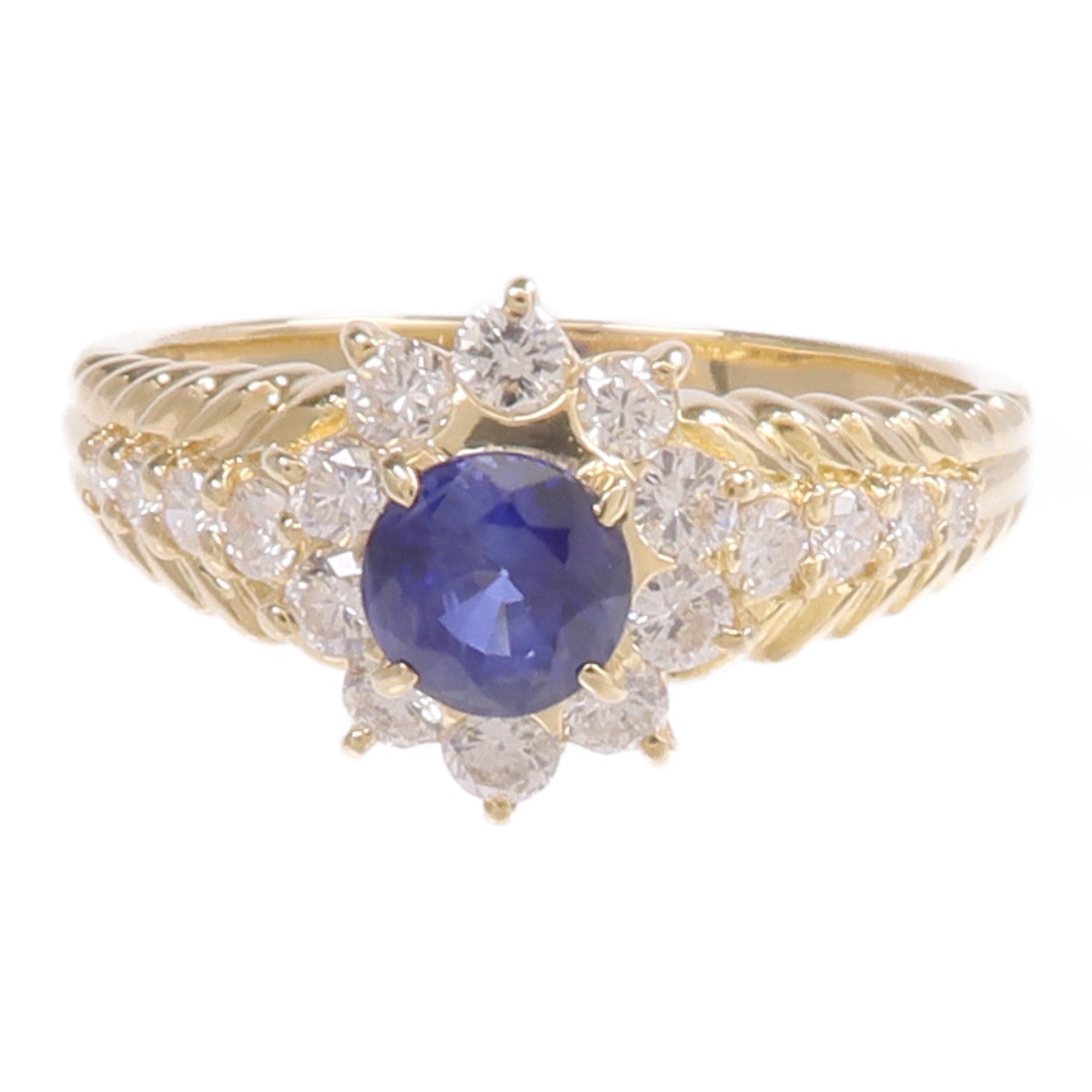 JEWELRY 18K黃金Sapphire Diamond Ring藍寶石/鑽石戒指US#6