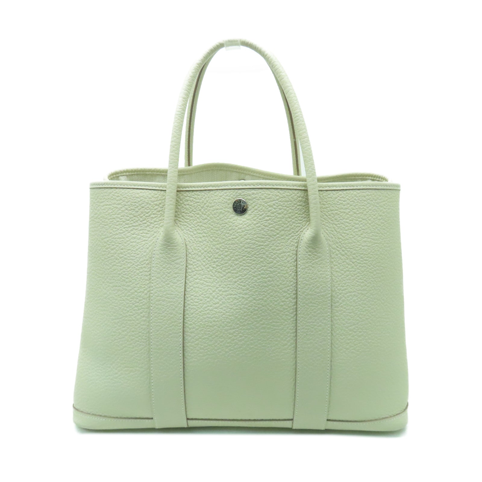 HERMES 【清倉大減價】Negonda皮革Garden Party PM銀扣手挽袋Nata白色