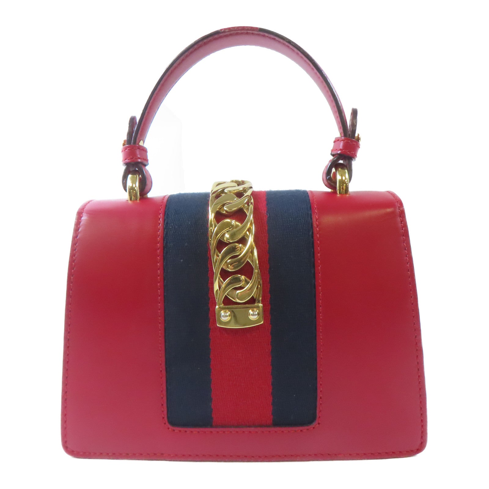 GUCCI 【激減優惠】牛皮皮革Sylvie Mini Shoulder Bag金扣手挽肩背兩用袋紅色