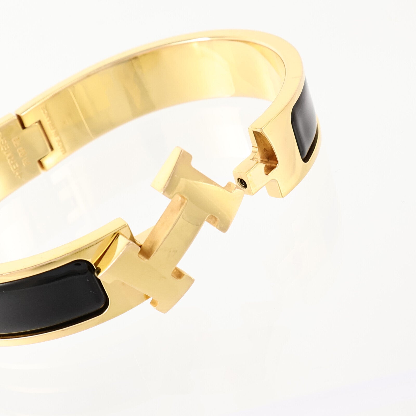 HERMES 金屬/琺瑯Clic H Bracelet金扣手鏈Black