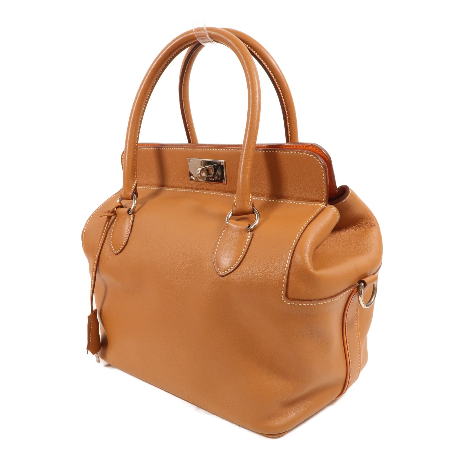 HERMES Swift皮革Toolbox 26手挽肩背兩用袋Gold/Orange