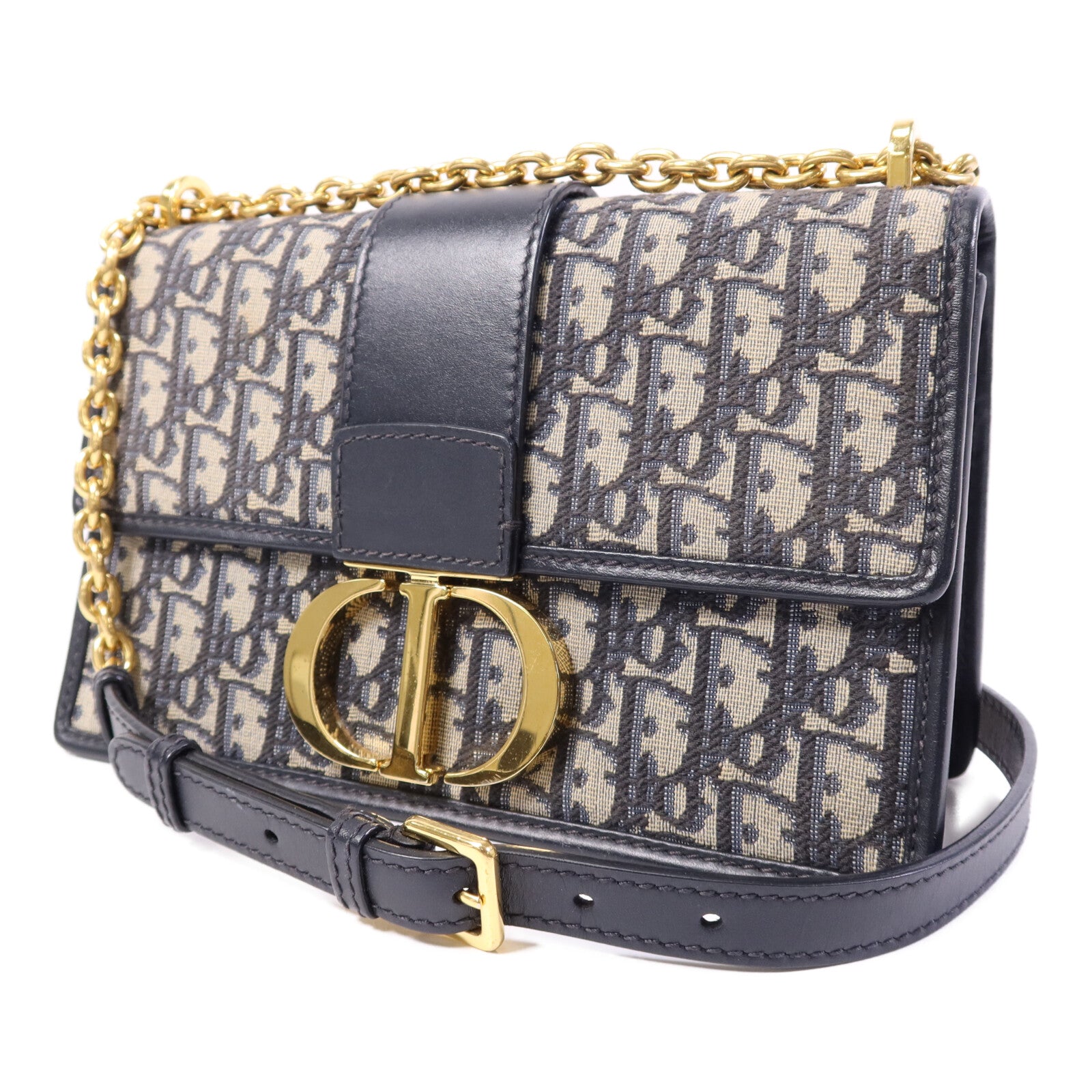 Dior Oblique Jacquard/皮革 30 Montaigne Chain Bag金扣鏈帶肩背袋