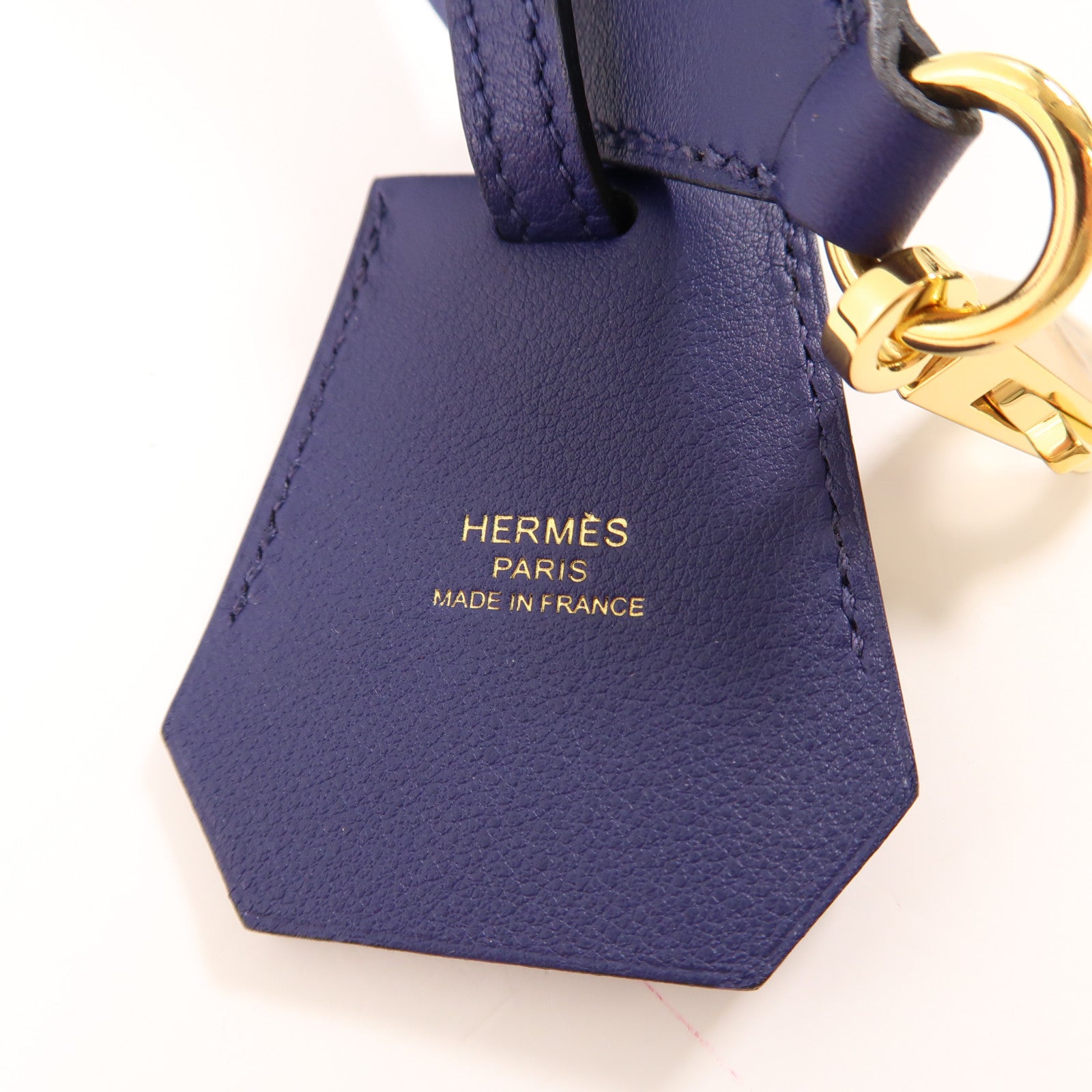 HERMES 【激減優惠】Swift皮革Clochette Bag Strap金扣肩帶藍色