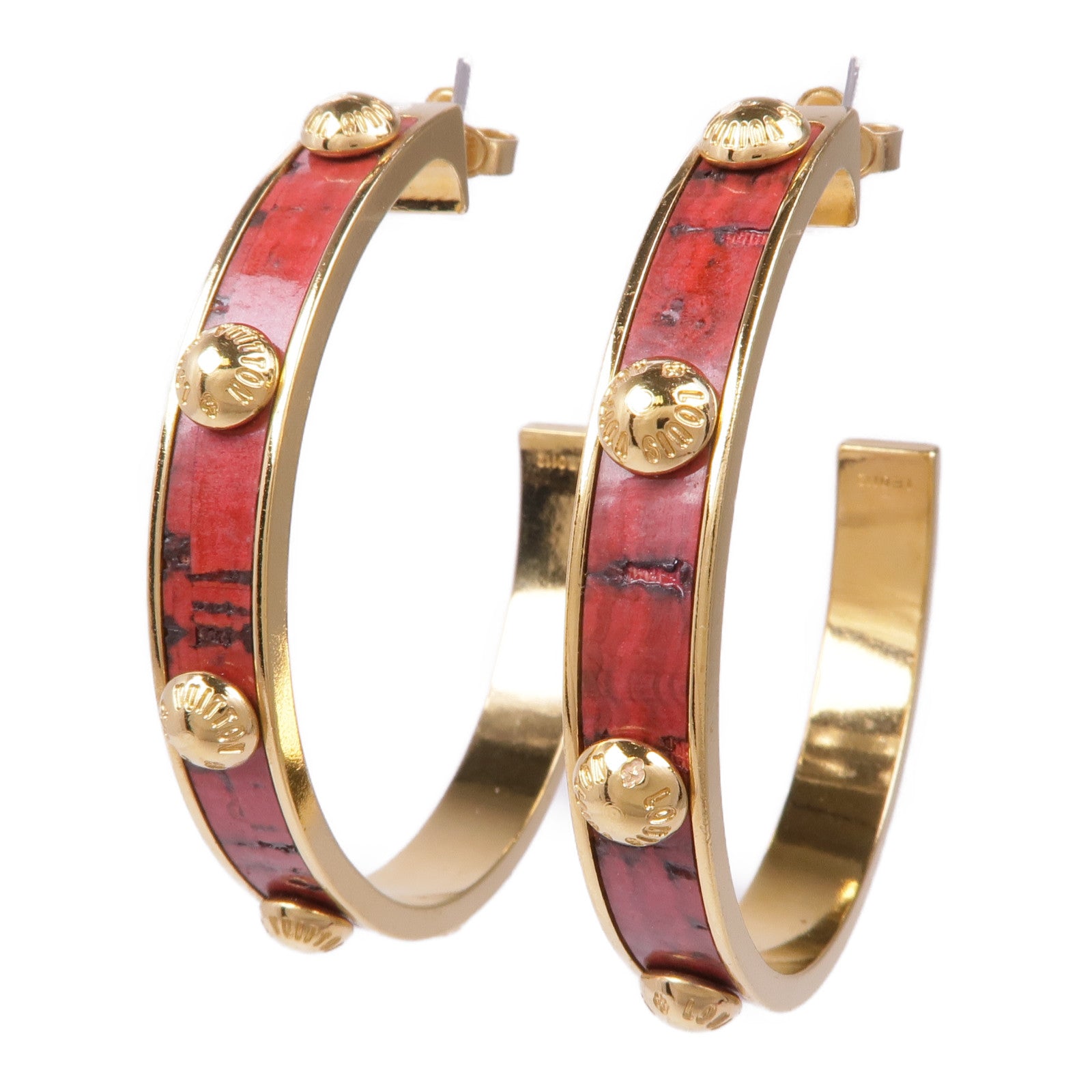 LOUIS VUITTON 琺瑯/黃銅Hoop Earrings耳環
