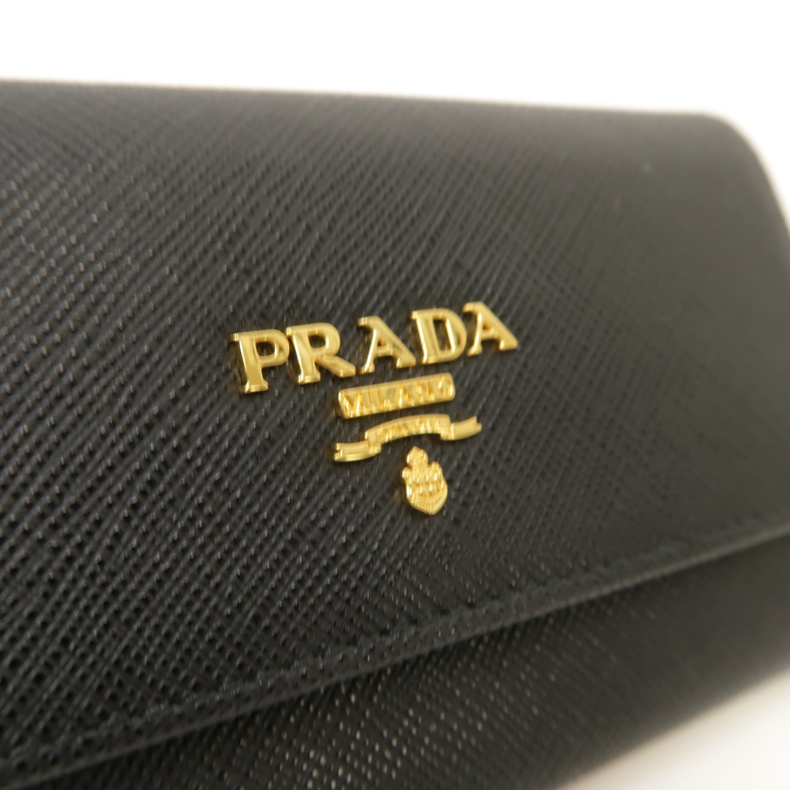 PRADA 【激減優惠】Saffiano皮革Mini Wallet with Chain金扣錢包黑色