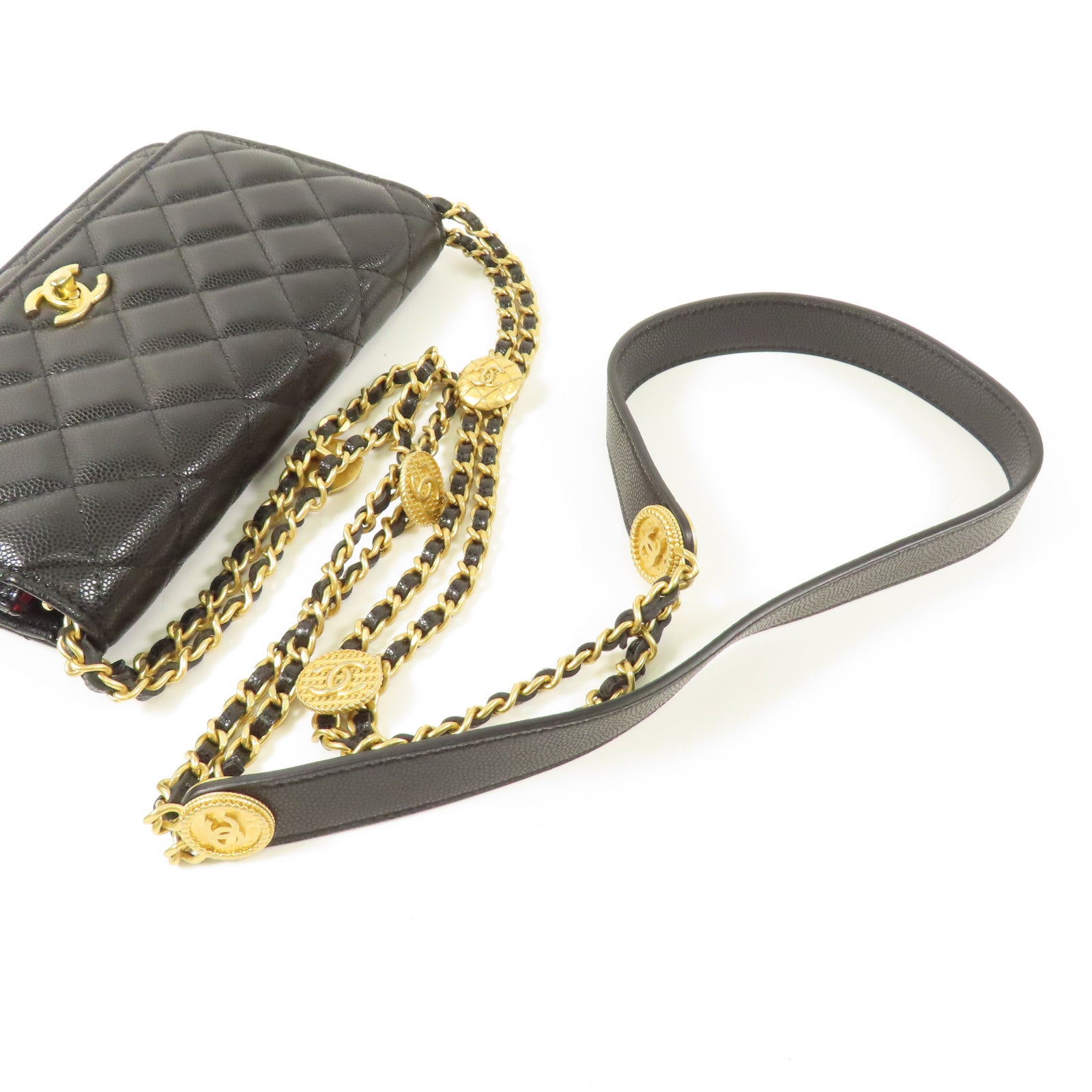 CHANEL 牛皮皮革WOC Wallet On Chain金扣鏈帶肩背袋