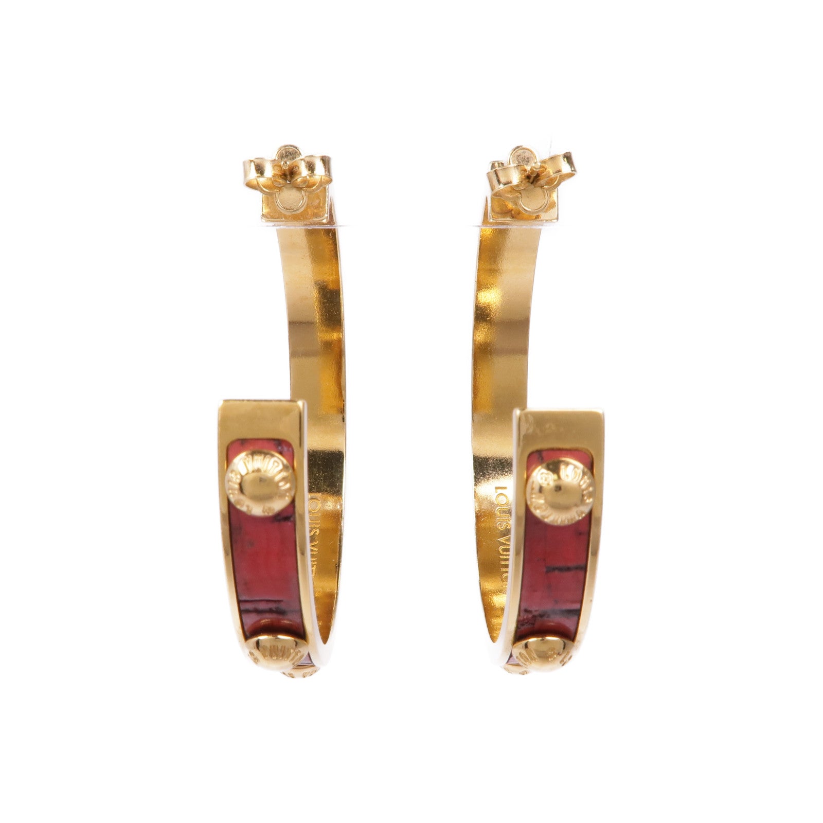 LOUIS VUITTON 琺瑯/黃銅Hoop Earrings耳環
