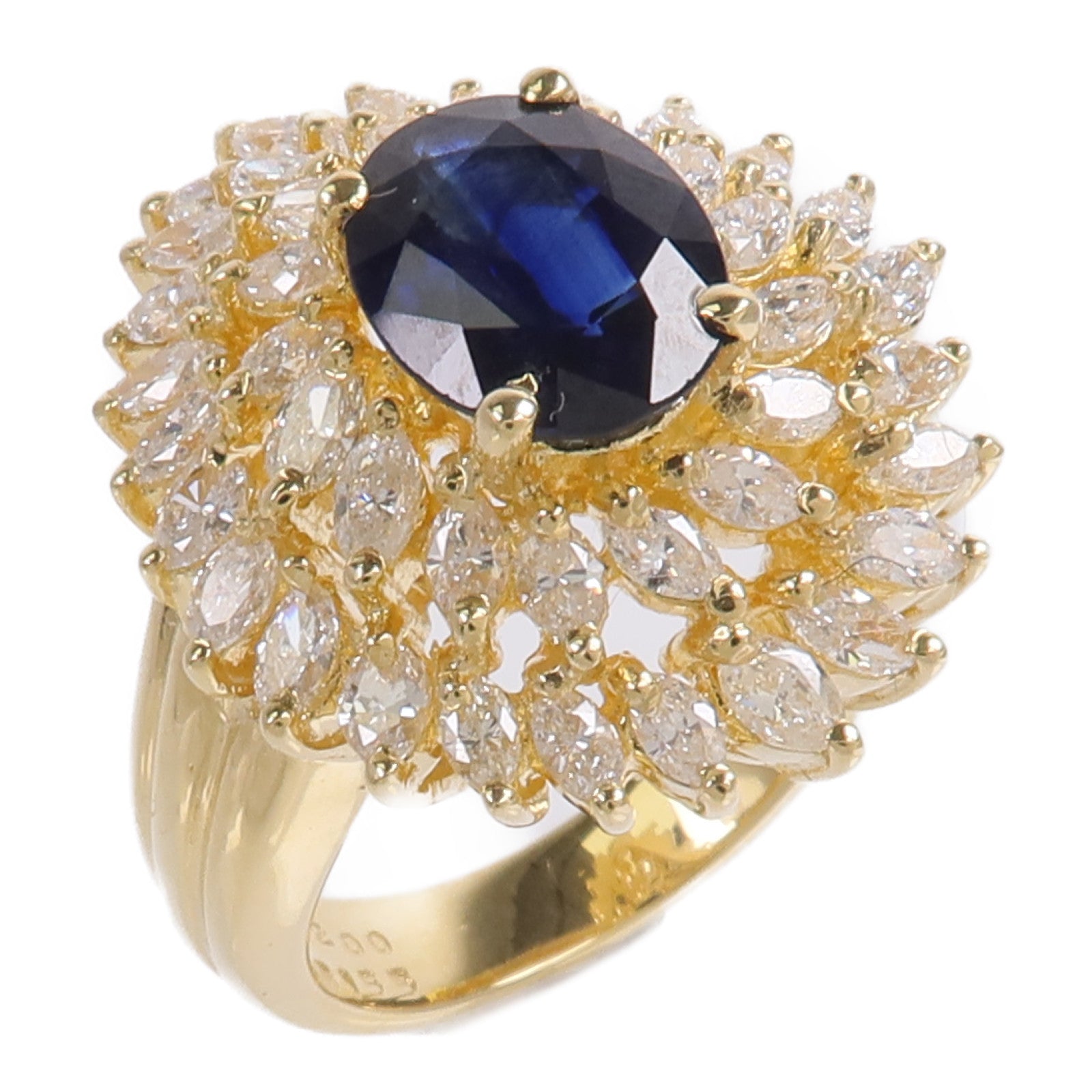 JEWELRY 18K黃金Sapphire Diamond Ring藍寶石/鑽石耳環
