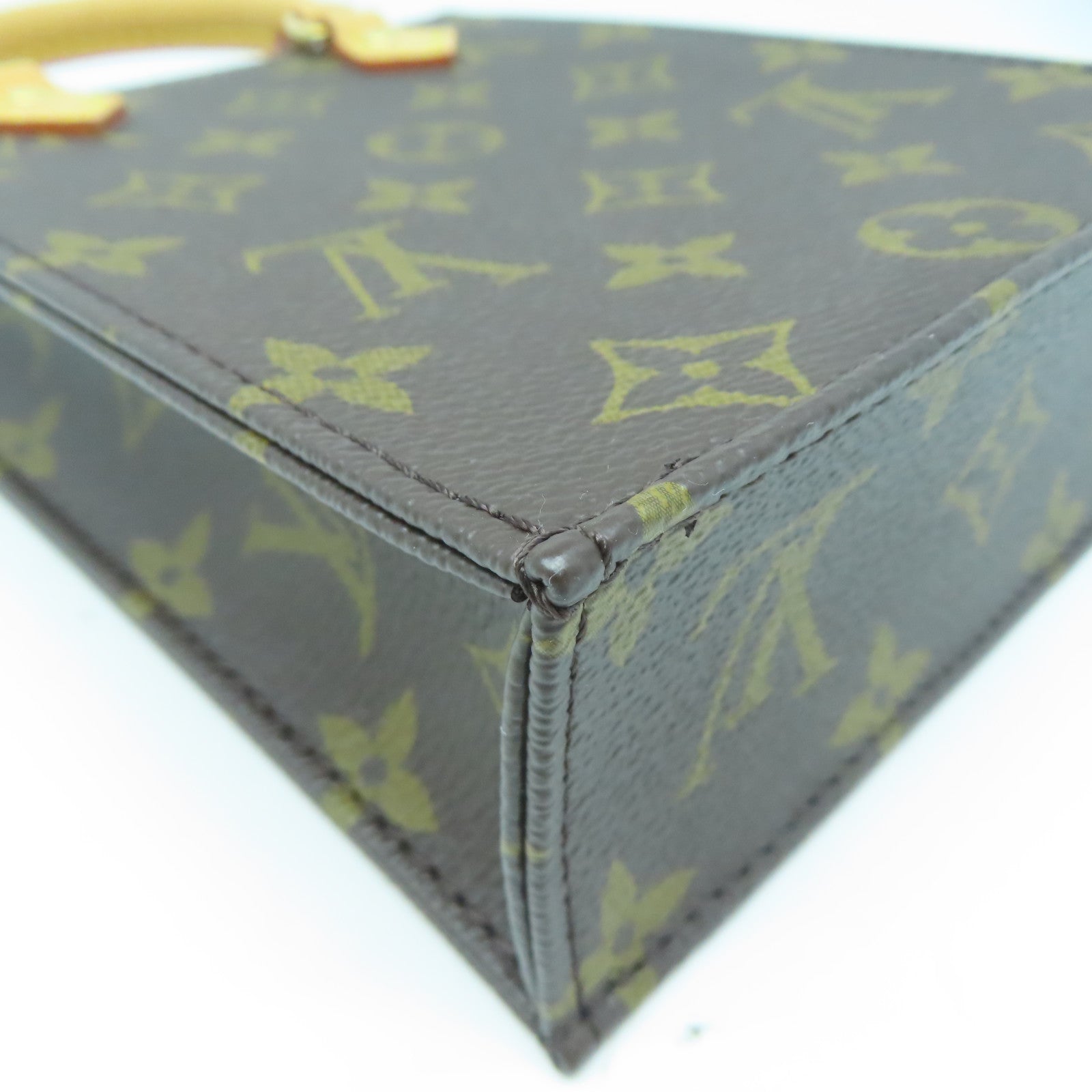 LOUIS VUITTON Monogram Petit Sac Plat金扣手挽肩背兩用袋啡色