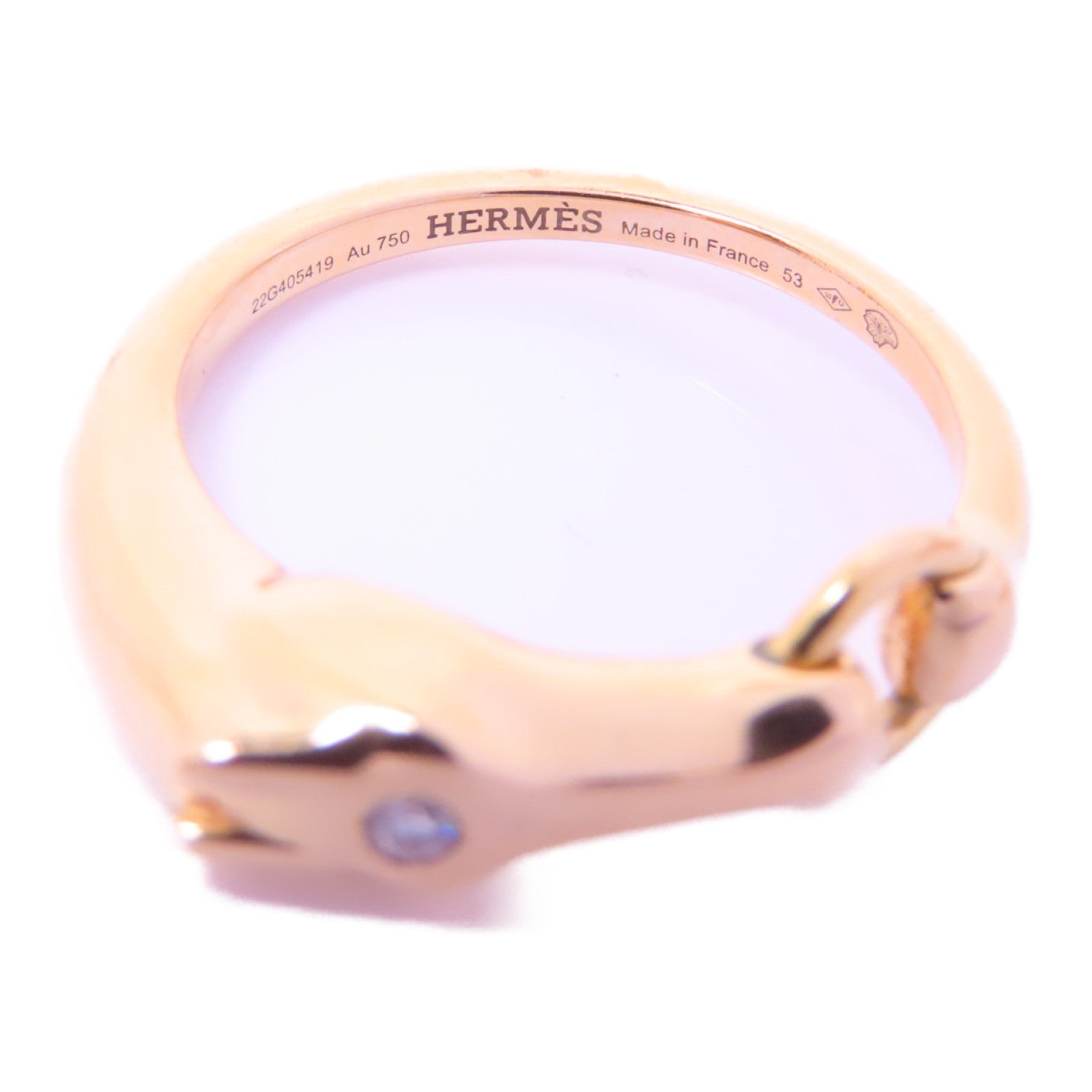 HERMES 18K玫瑰金Galop Ring戒指Hermes#53 US#6.25