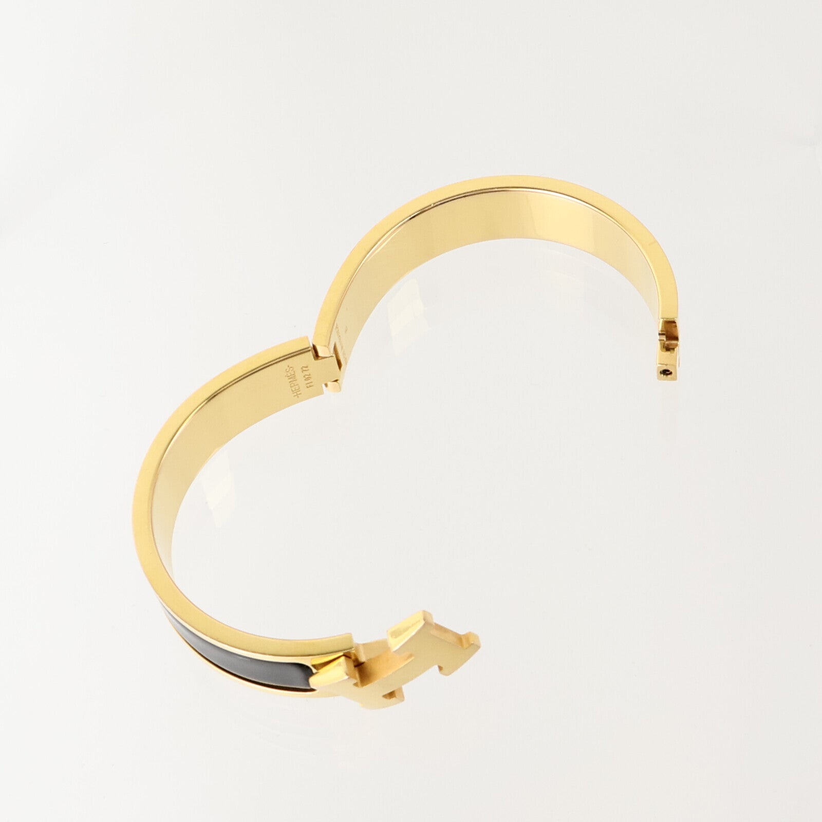 HERMES 金屬/琺瑯Clic H Bracelet金扣手鏈Black