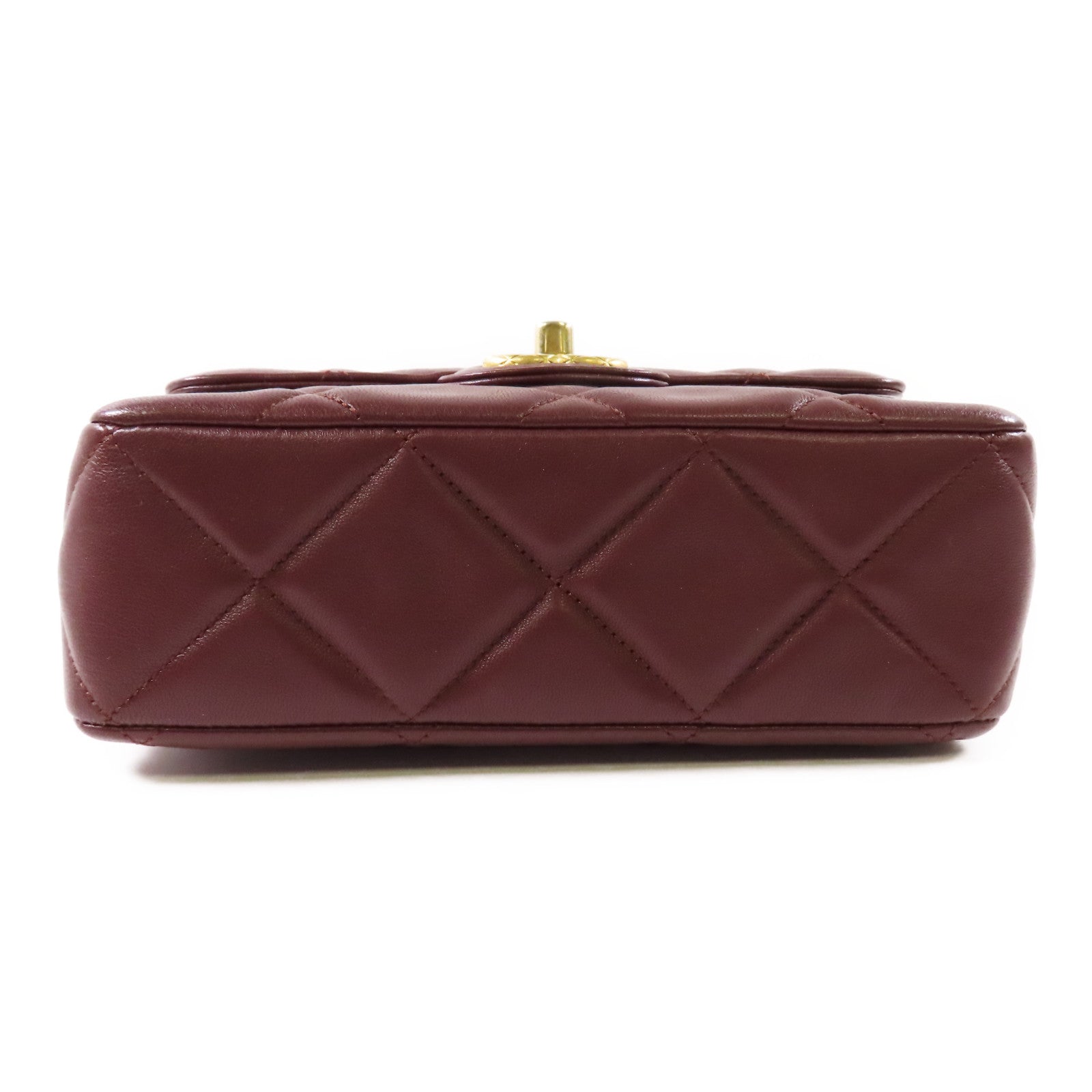 CHANEL CC GHW Chain Shoulder Bag Lambskin Leather Brown