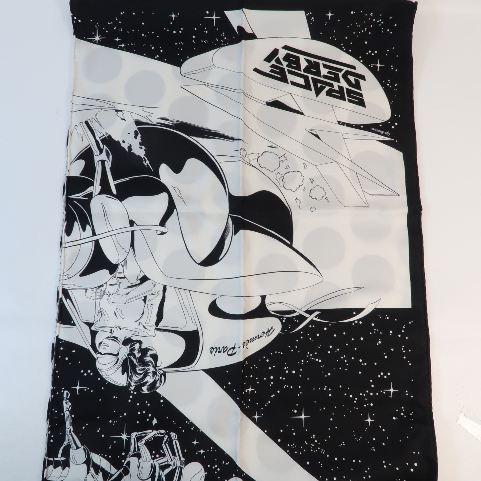 HERMES 絲質Muffler絲巾Black/White