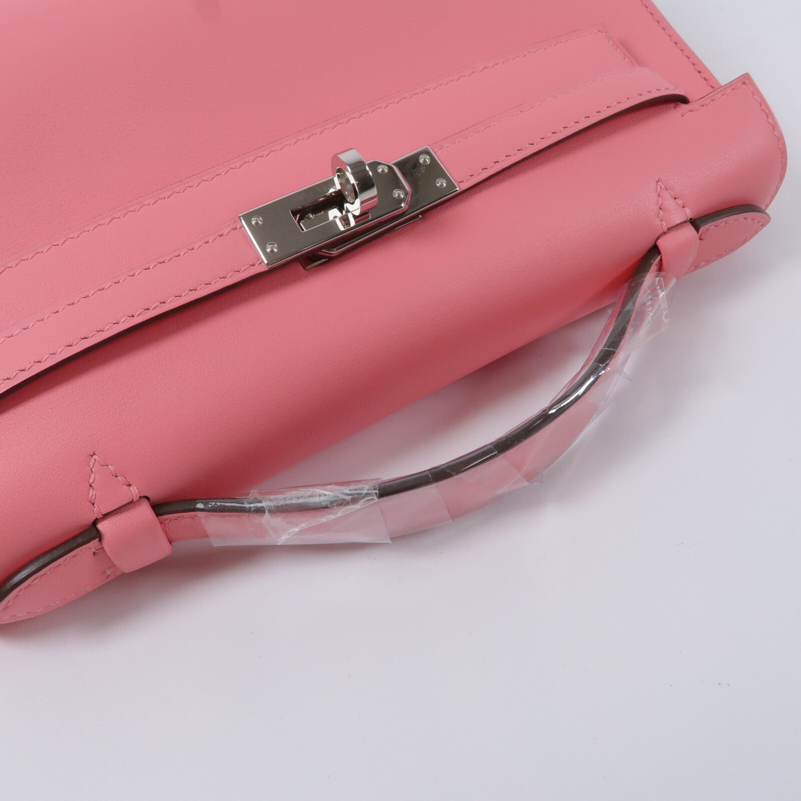HERMES Swift皮革Kelly Pochette手挽袋Rose Azalee