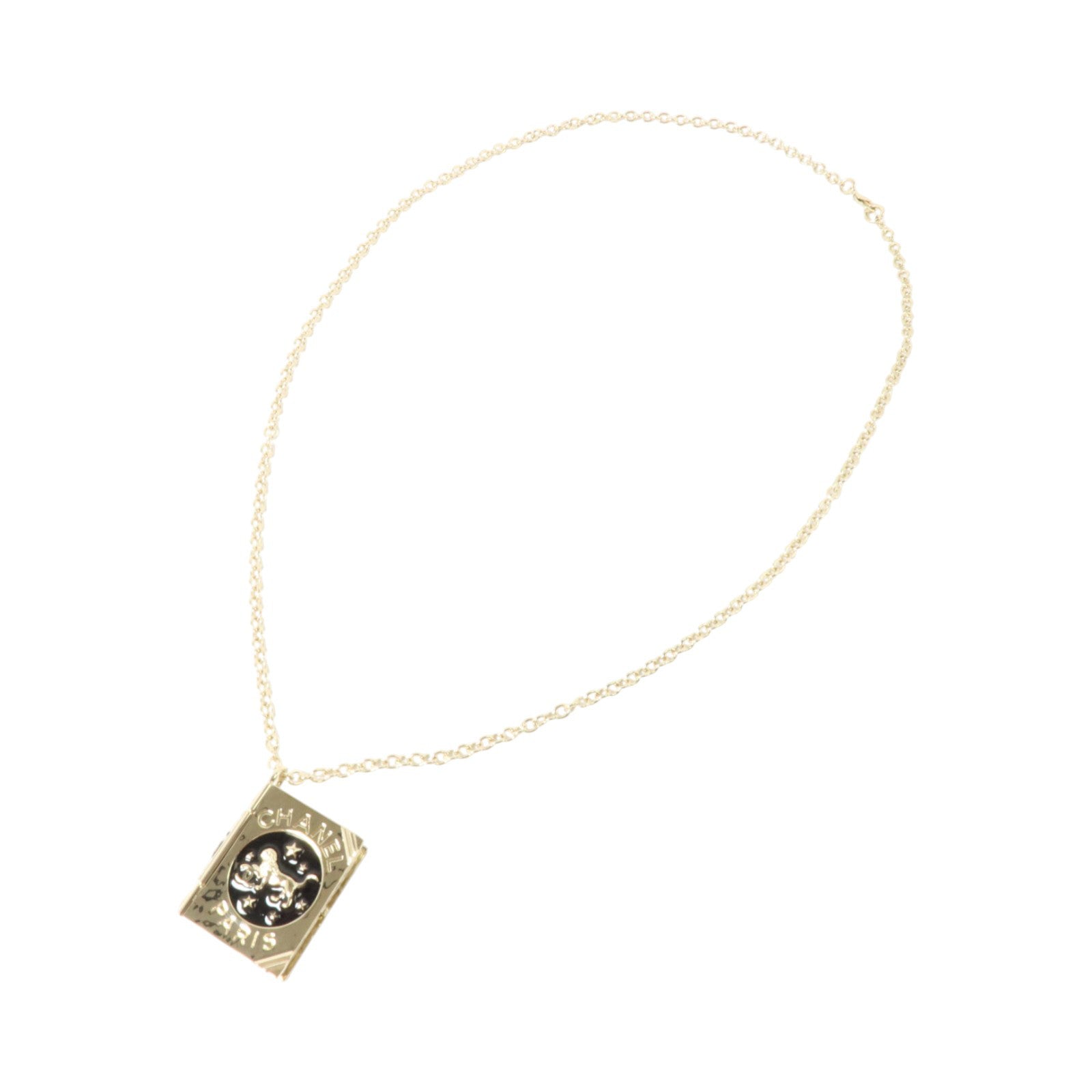 CHANEL 金屬/琺瑯Lion Book Locket Pendant Necklace項鏈