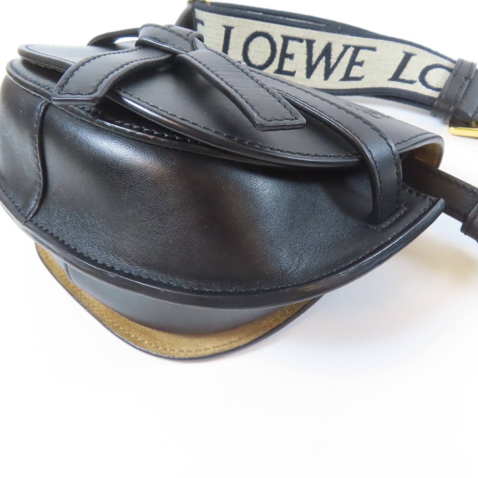 LOEWE 牛皮皮革Mini Gate Dual金扣肩背袋黑色