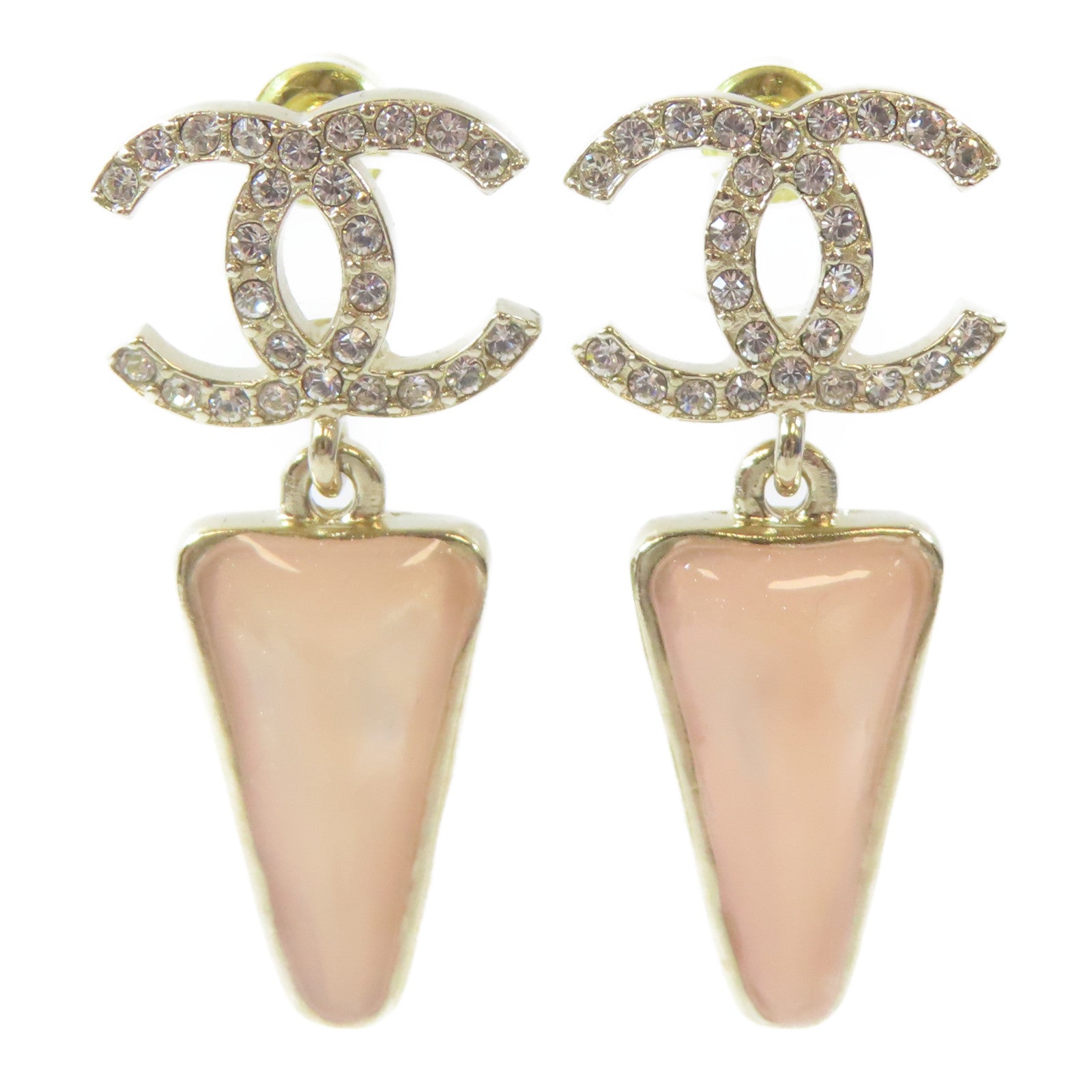 CHANEL 【激減優惠】金屬Pierced Earrings耳環金色/粉紅色