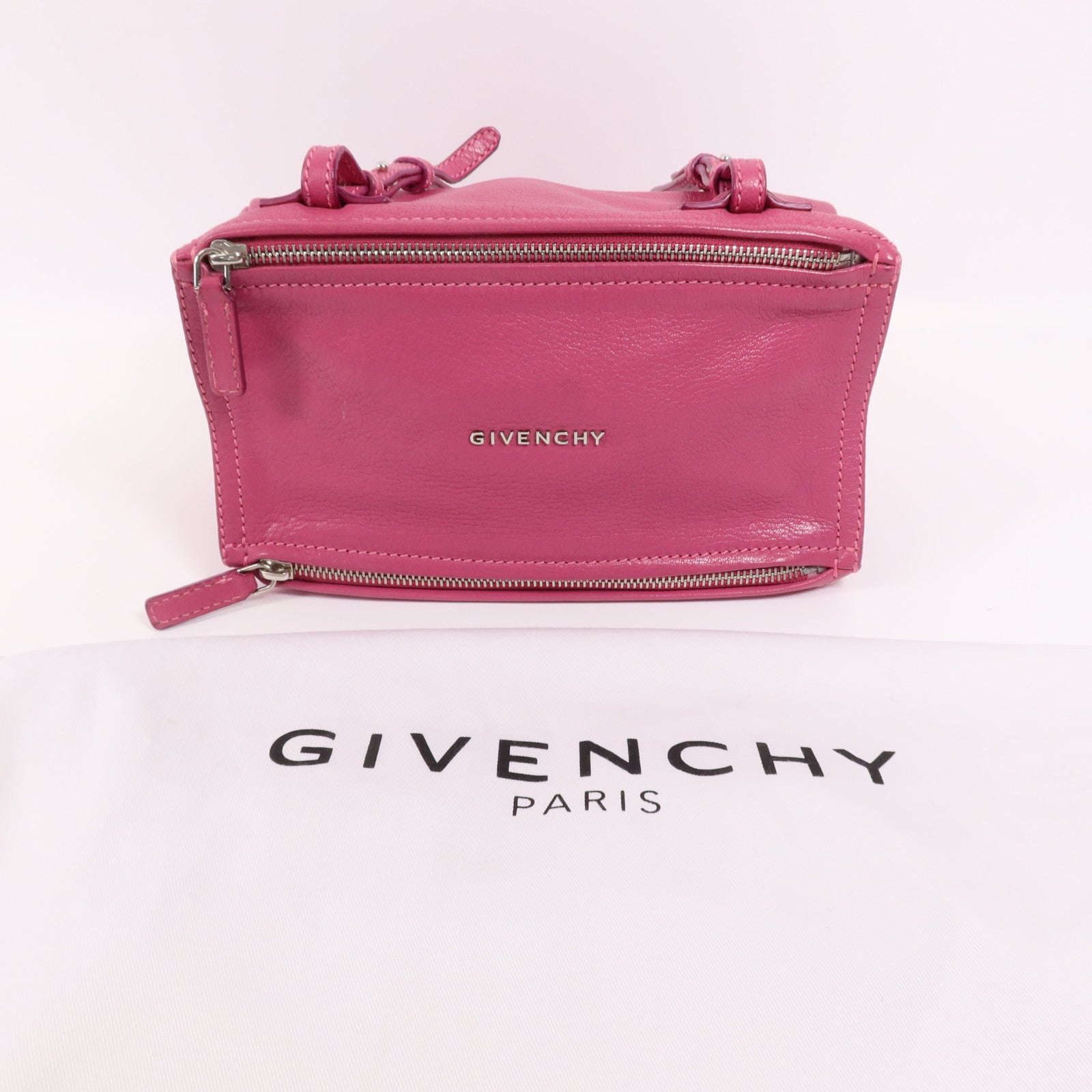 GIVENCHY 牛皮皮革Pandora Mini銀扣肩背袋