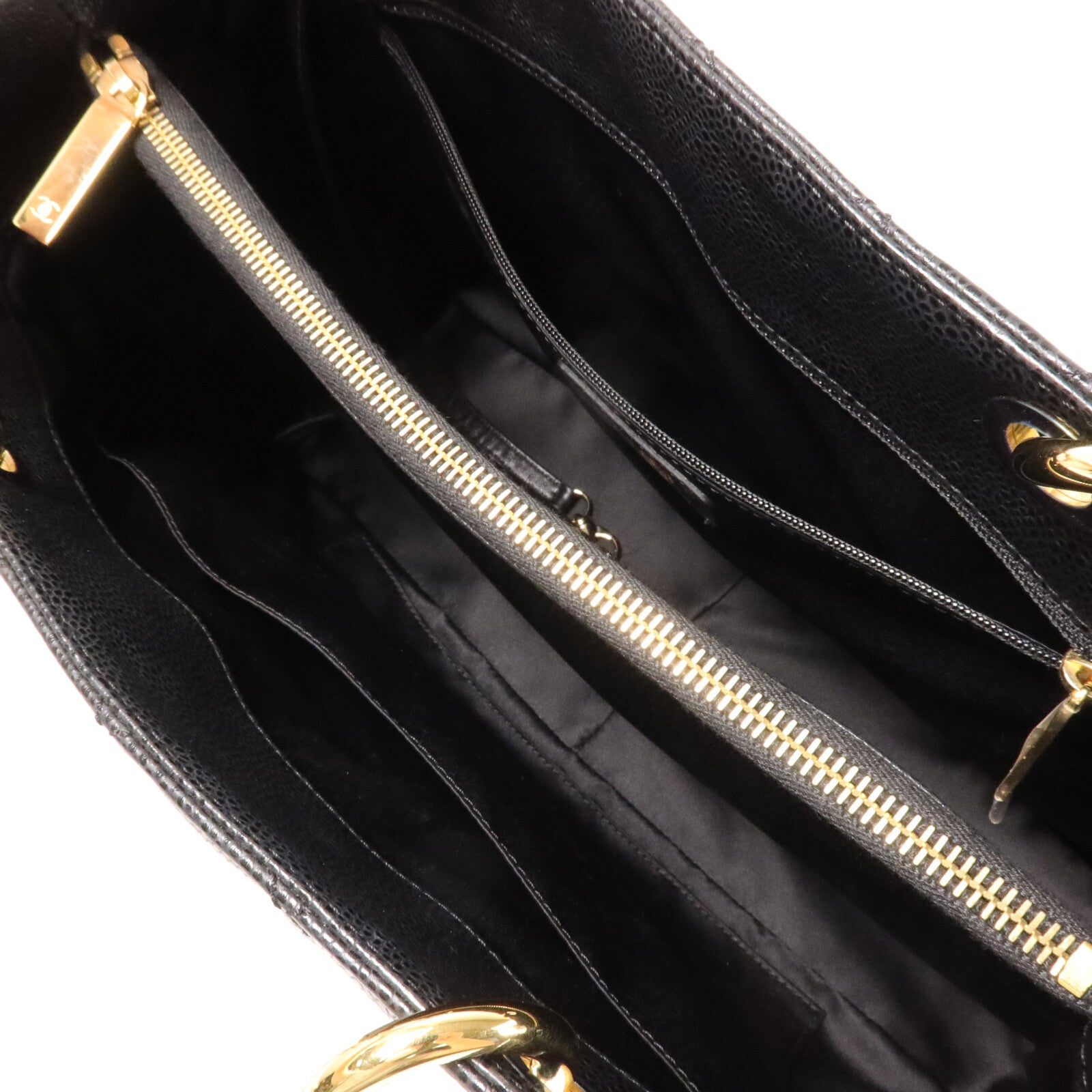 CHANEL 牛皮皮革GST Grand Shopping Tote Bag鏈帶肩背袋