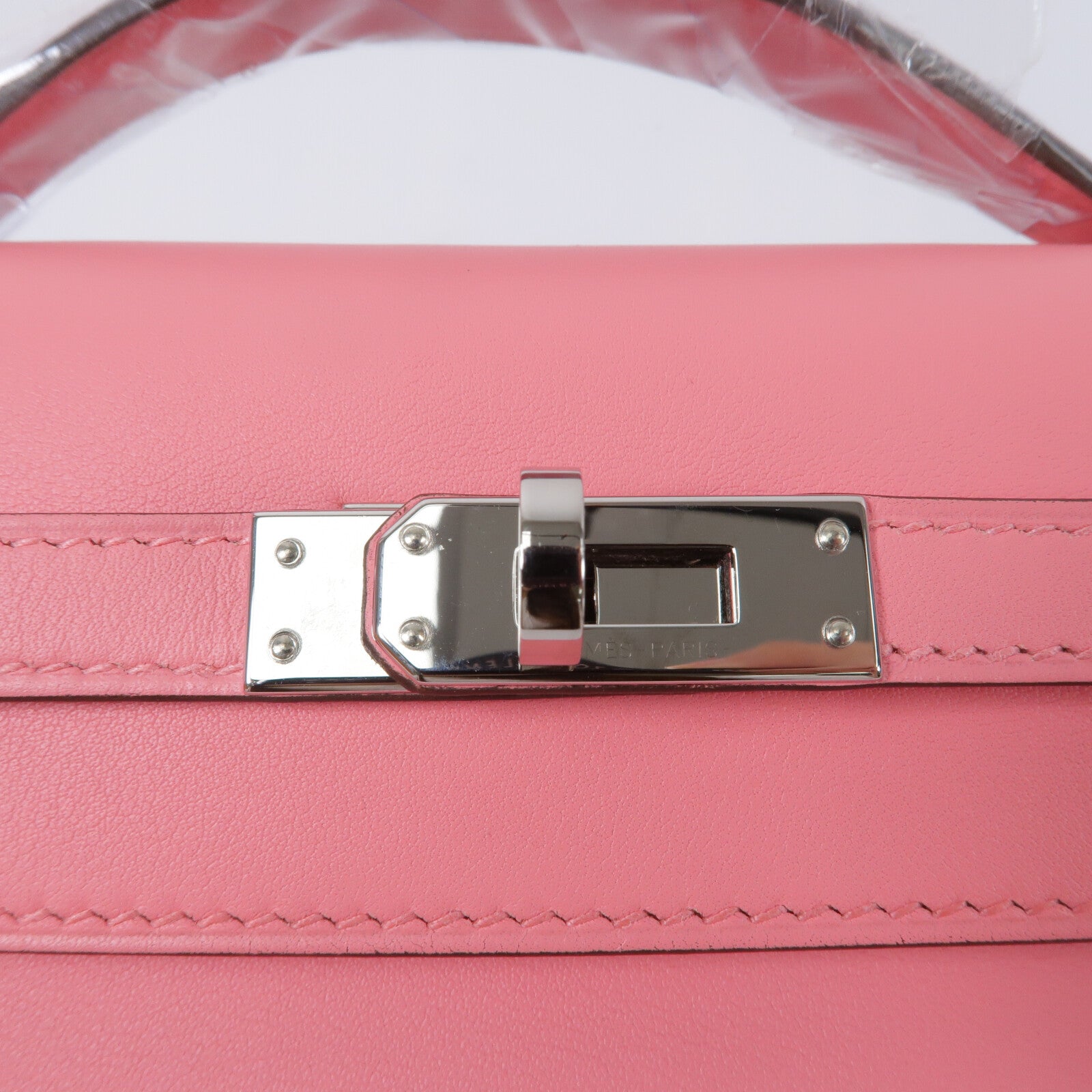 HERMES Swift皮革Kelly Pochette手挽袋Rose Azalee