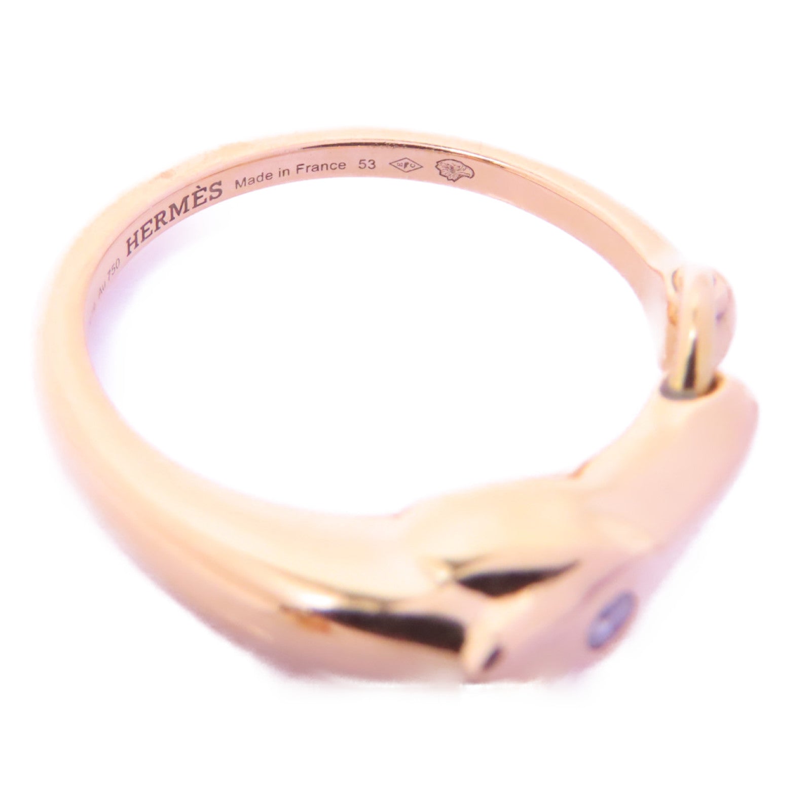 HERMES 18K玫瑰金Galop Ring戒指Hermes#53 US#6.25