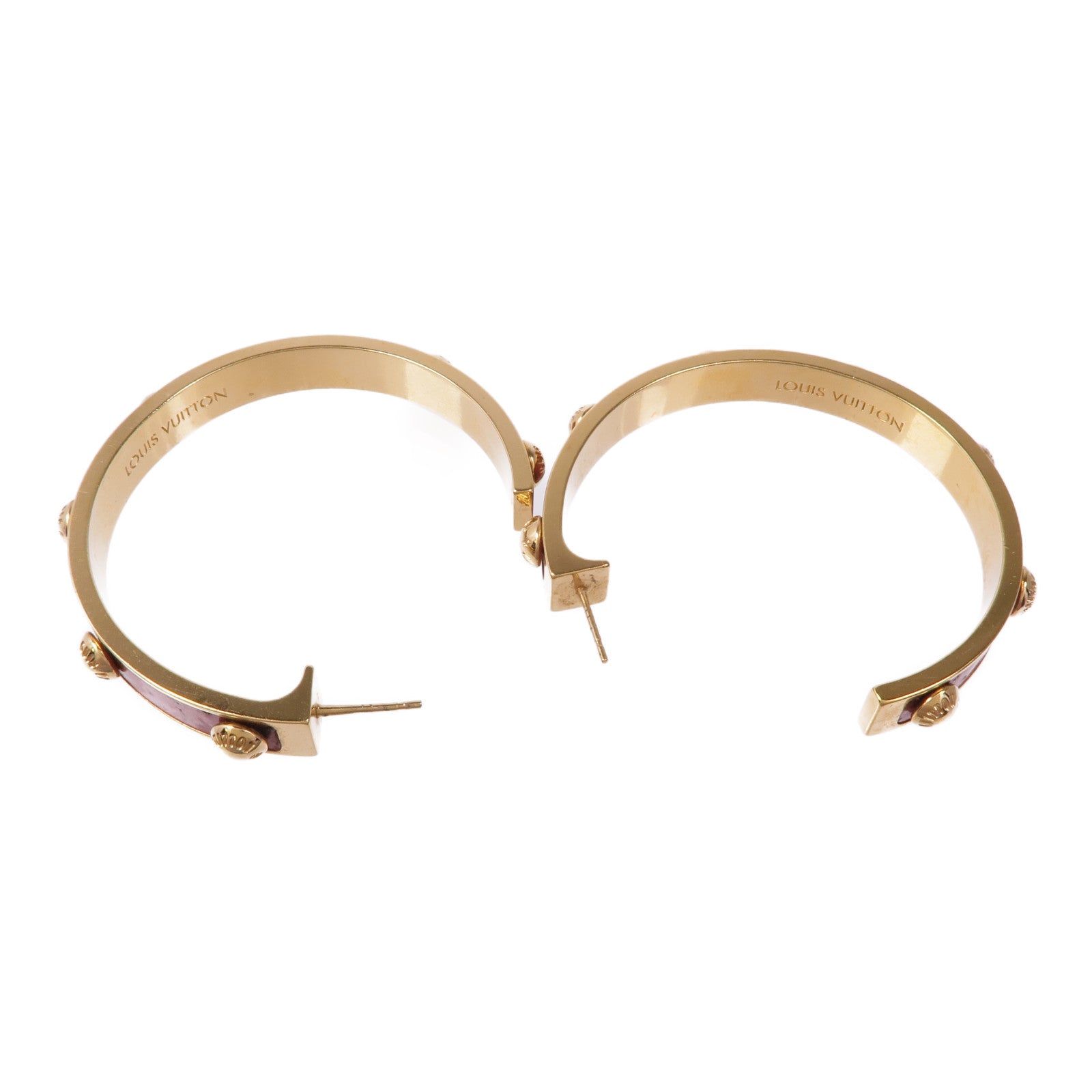 LOUIS VUITTON 琺瑯/黃銅Hoop Earrings耳環