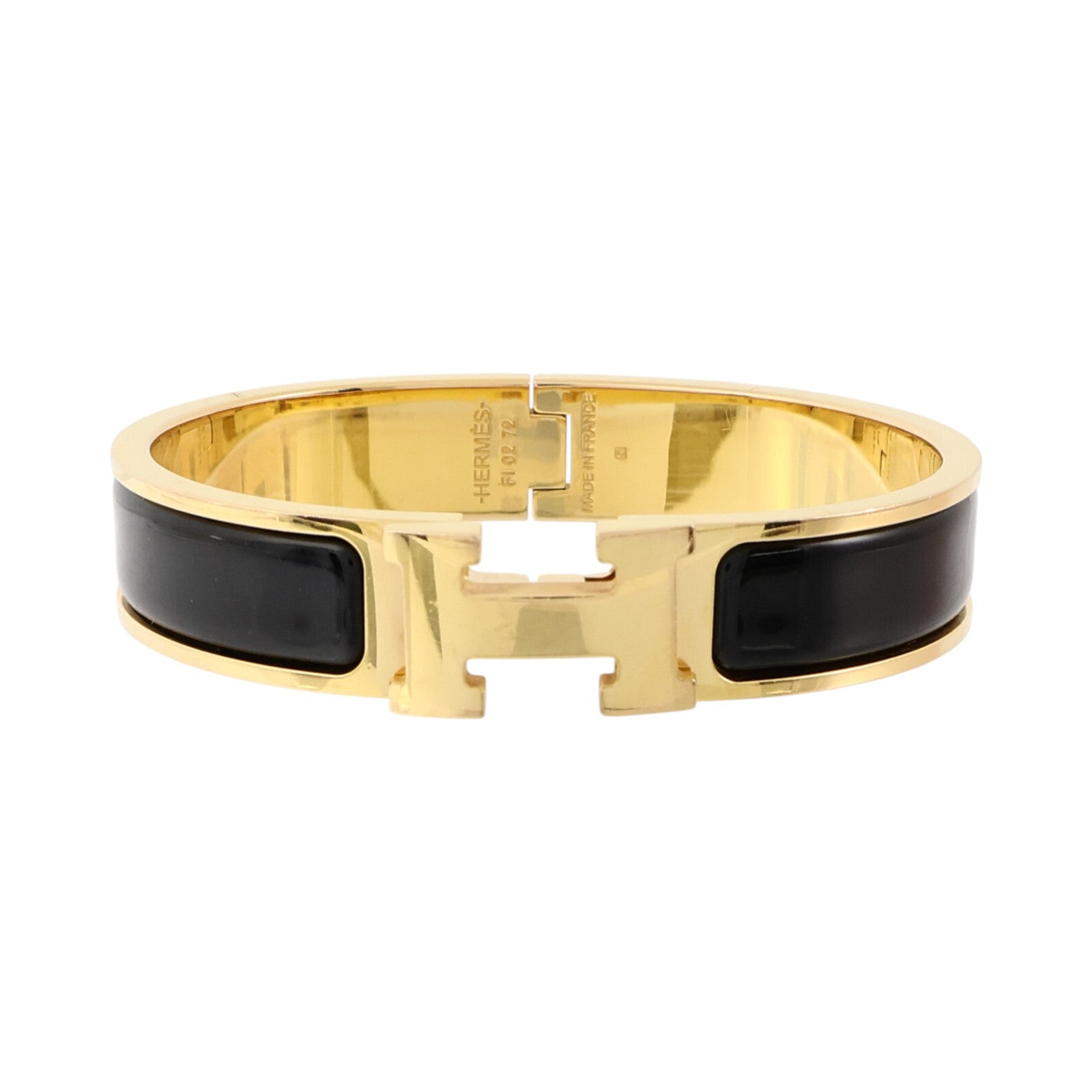 HERMES 金屬/琺瑯Clic H Bracelet金扣手鏈Black