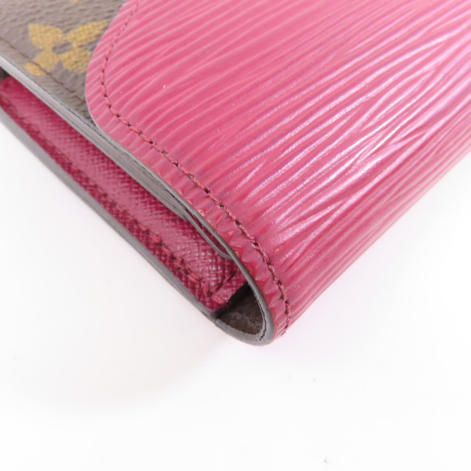 LOUIS VUITTON Monogram/Epi Pallas銀扣錢包棕色/酒紅色