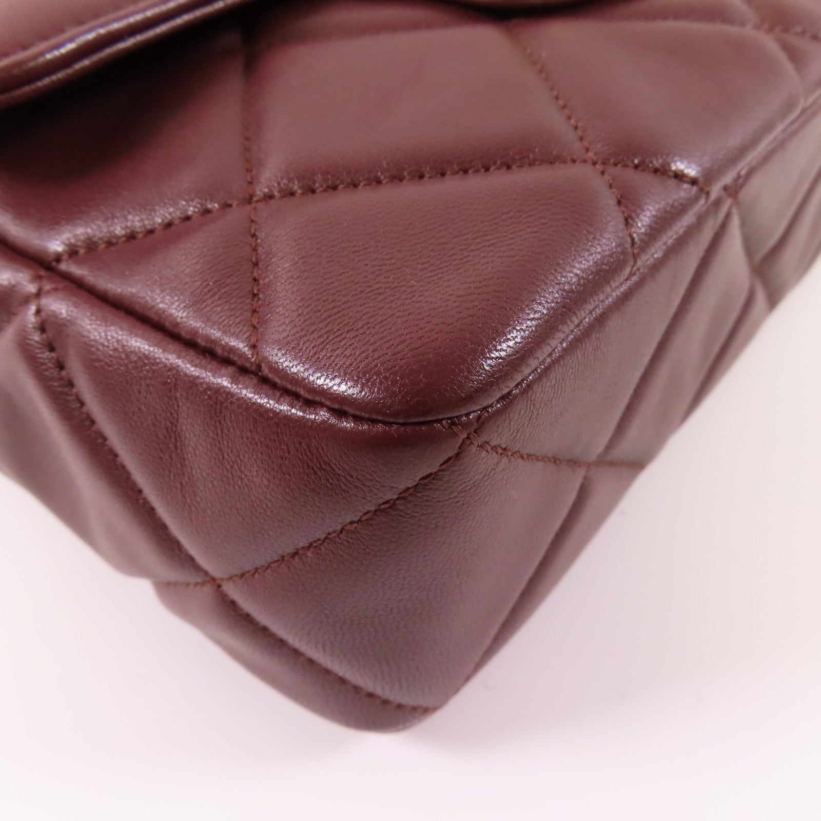 CHANEL CC GHW Chain Shoulder Bag Lambskin Leather Brown
