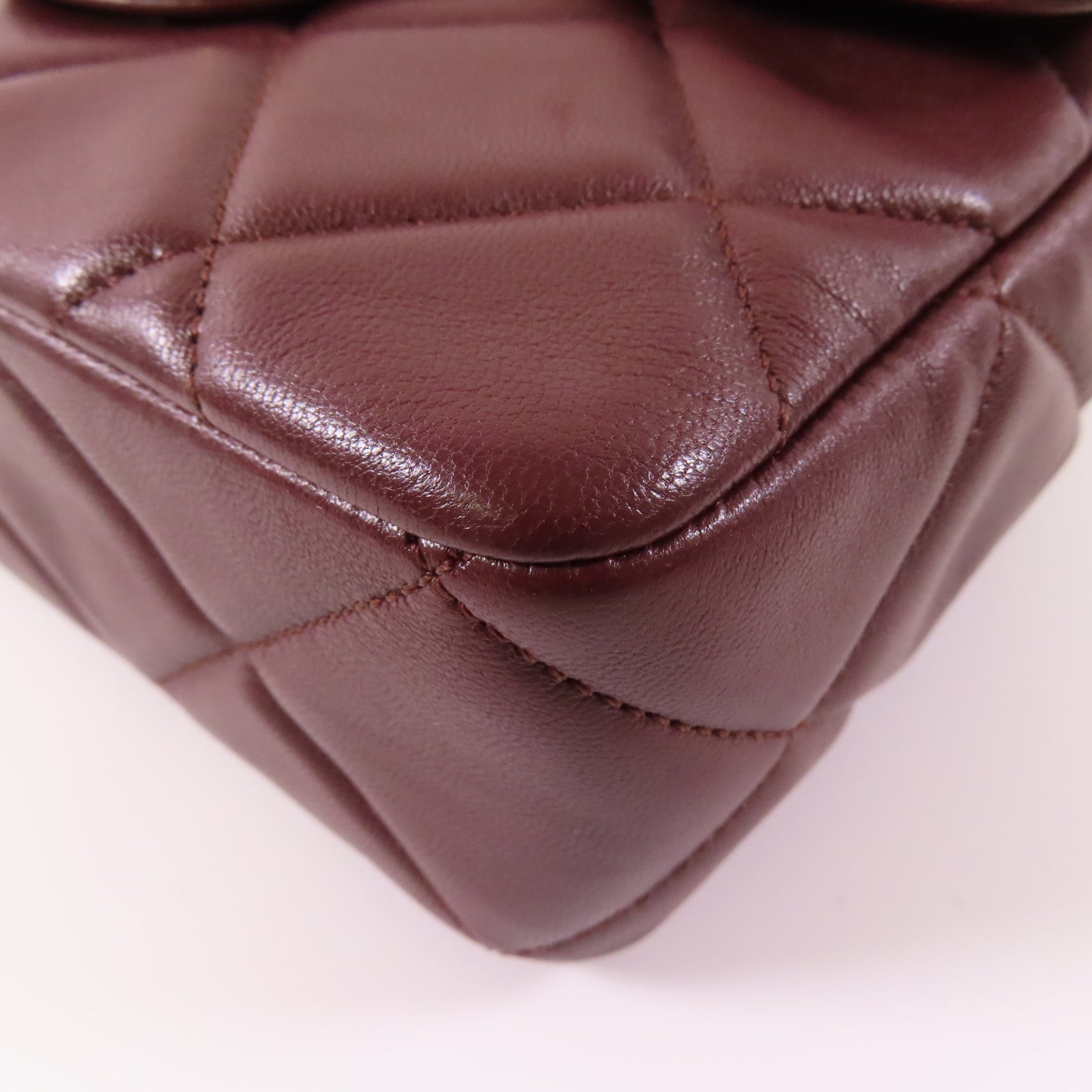 CHANEL CC GHW Chain Shoulder Bag Lambskin Leather Brown
